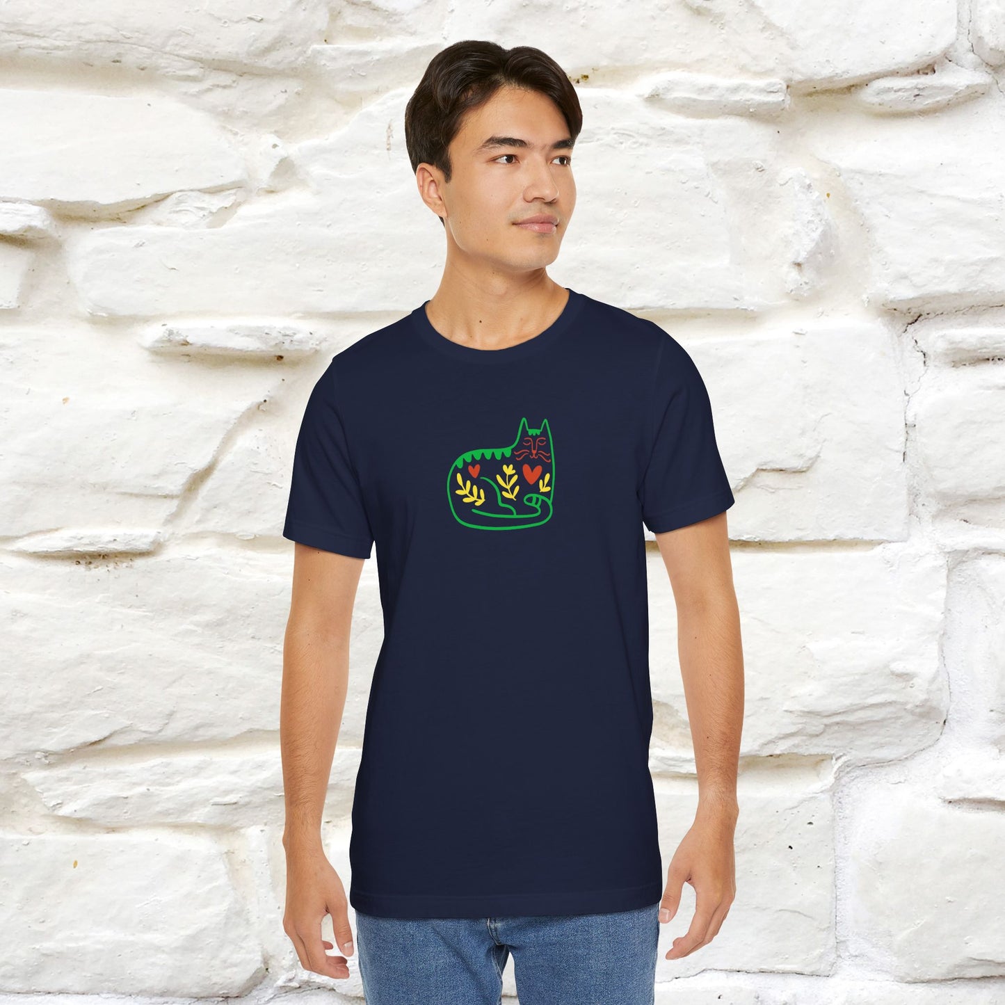 ''Floral Abstract'' Cat T-Shirt Front and Back Design | Nunu&Miao Studio - Nunu&Miao Studio