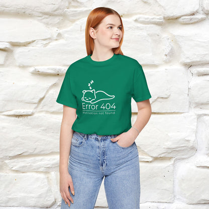 ''Error 404 Motivation Not Found'' Cat T-Shirt Front and Back Design | Nunu&Miao Studio - Nunu&Miao Studio