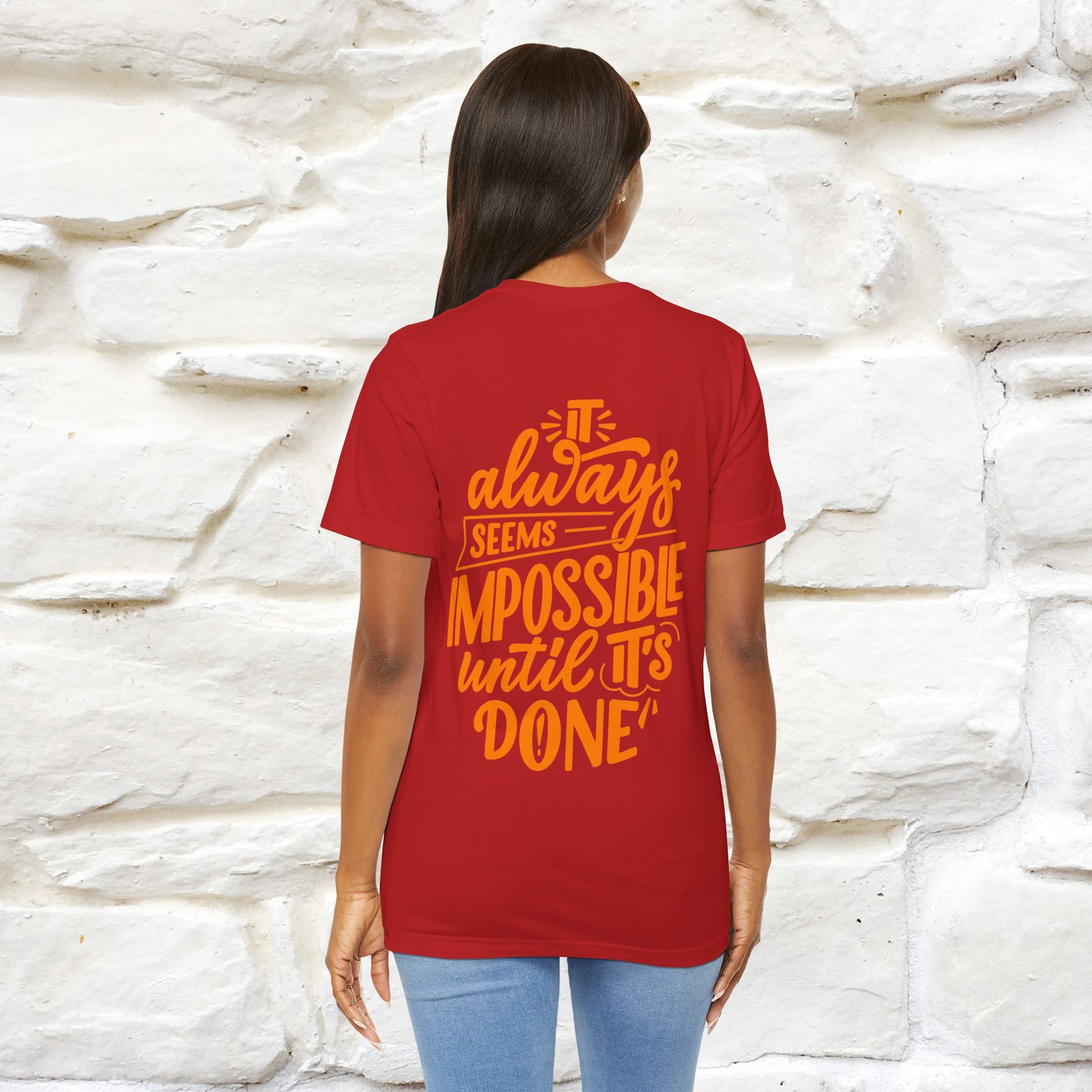 "It Always Seems Impossible Until It’s Done" Cat T-Shirt| Front & Back Design | Nunu&Miao Studio - Nunu&Miao Studio