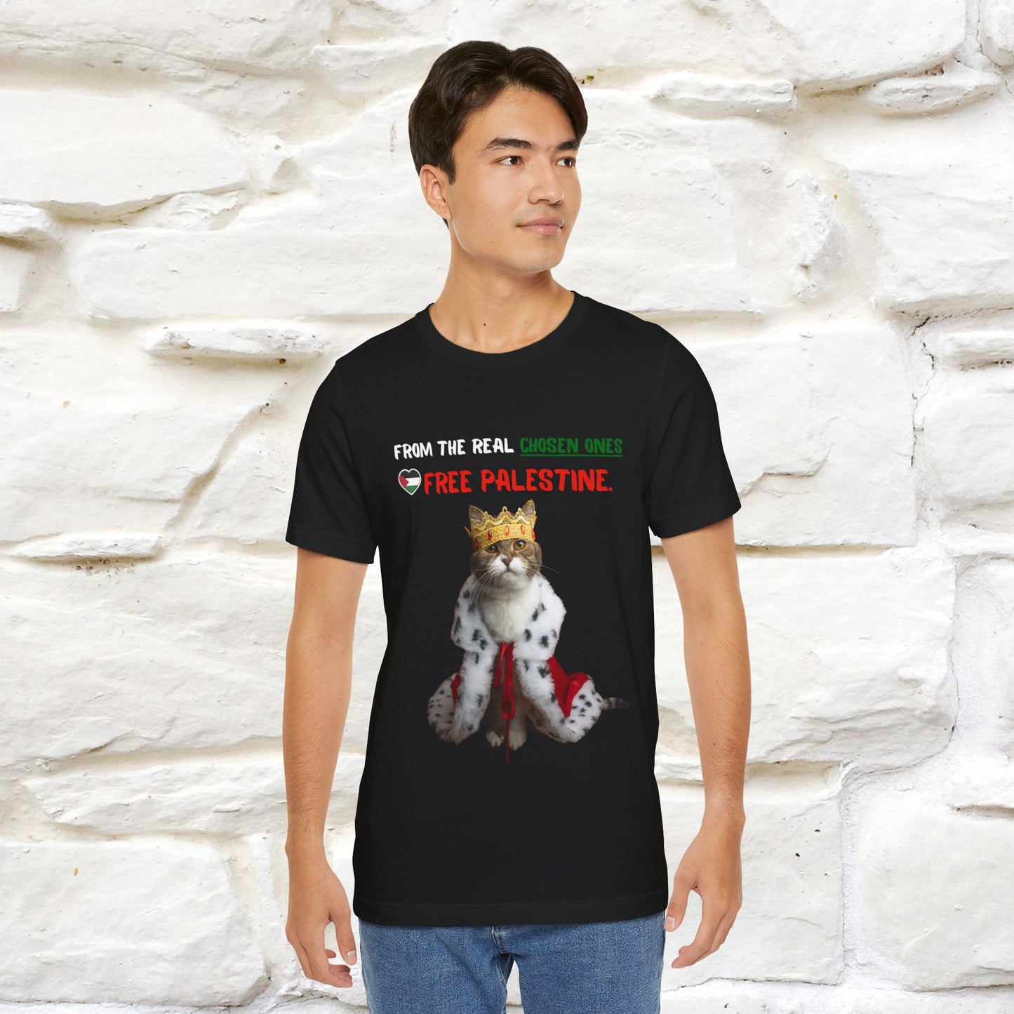 "From the real chosen ones  Free Palestine." Cat T-shirt |Nunu&Miao Studio - Nunu&Miao Studio