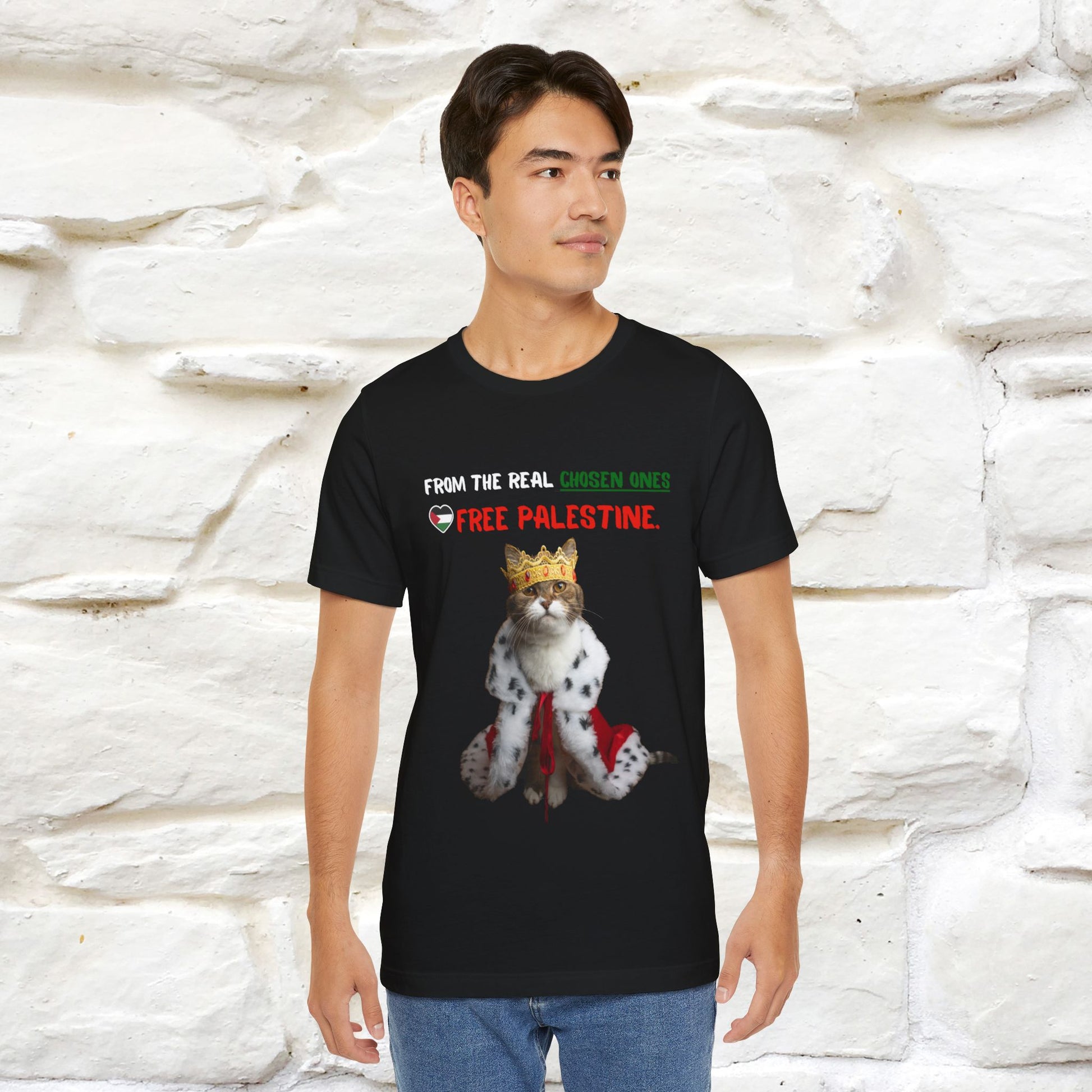 "From the real chosen ones  Free Palestine." Cat T-shirt |Nunu&Miao Studio - Nunu&Miao Studio