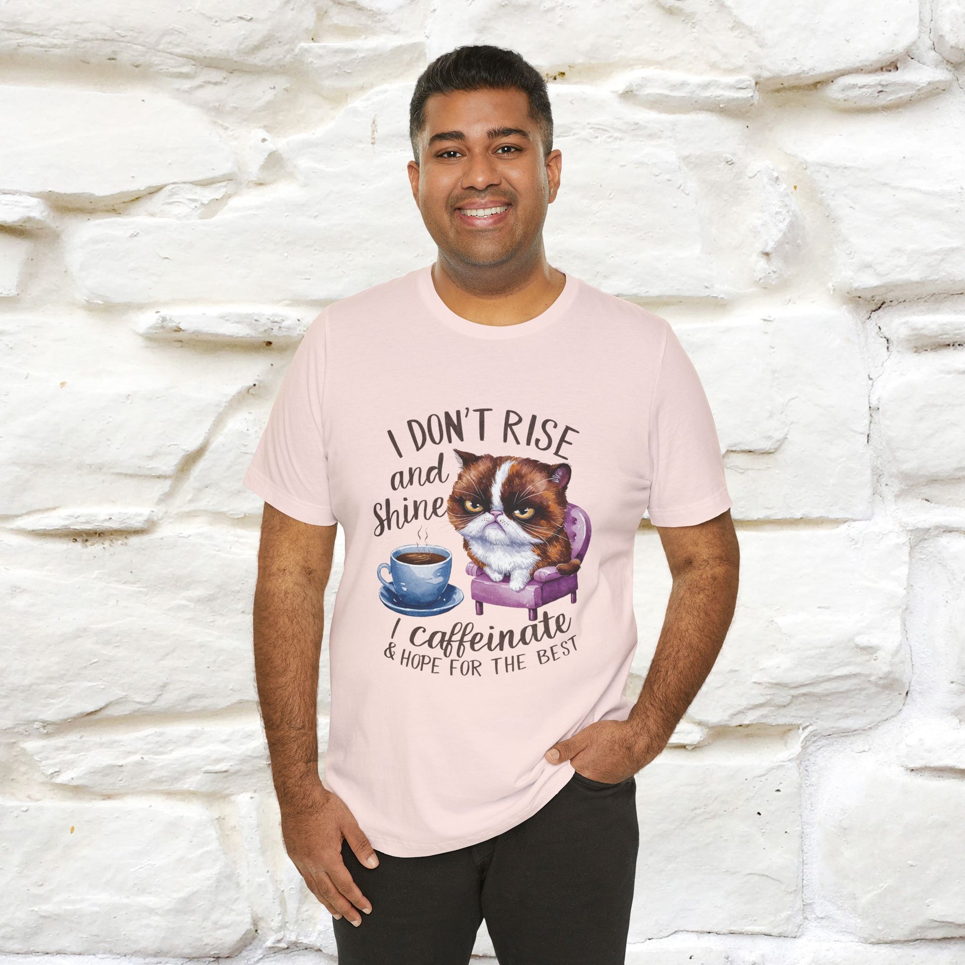 I Don’t Rise and Shine, I Caffeinate ....| Funny Cat T-Shirt| Nunu&Miao Studio - Nunu&Miao Studio