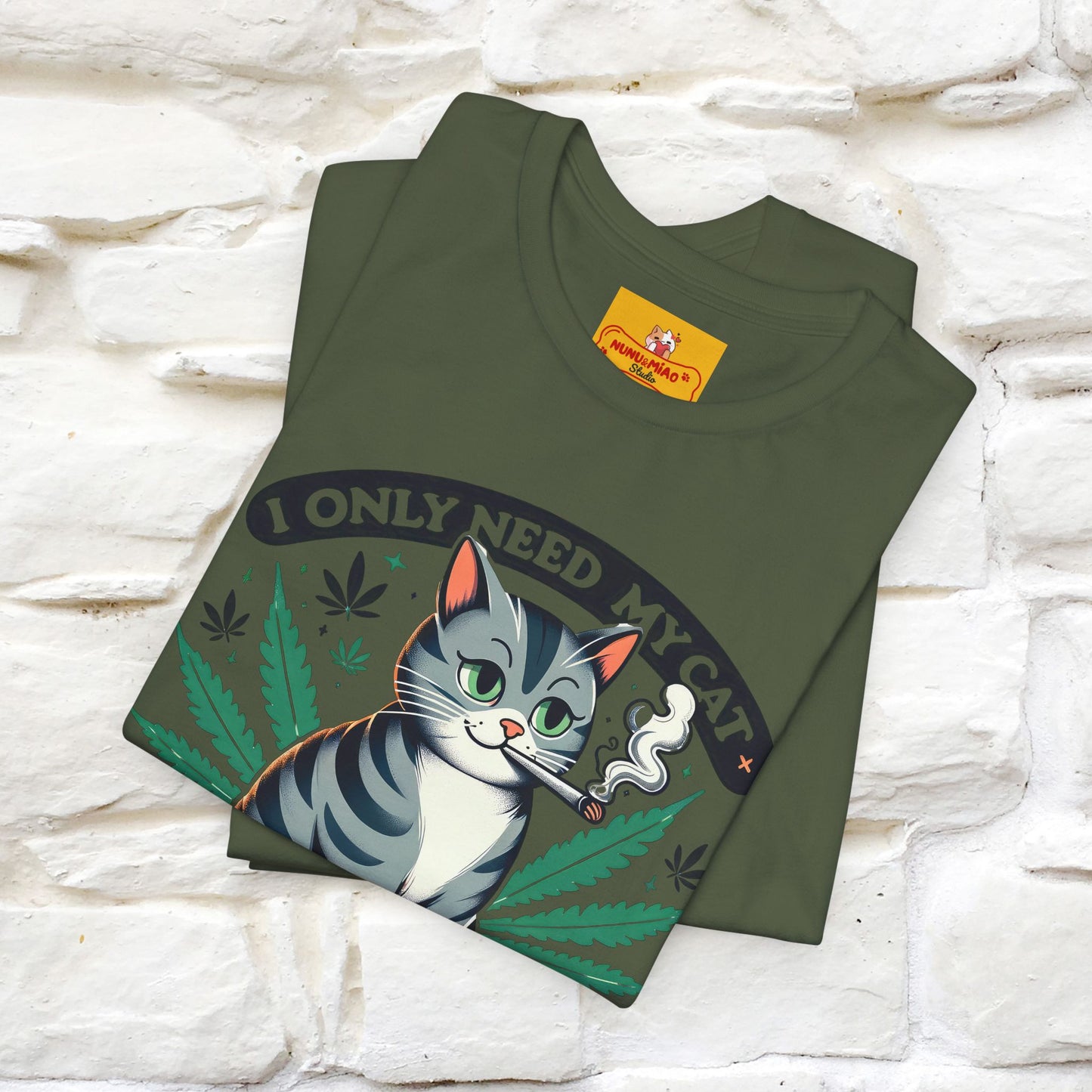 ''I Only Need My Cat and Weed'' Funny T-Shirt | Nunu&Miao Studio - Nunu&Miao Studio