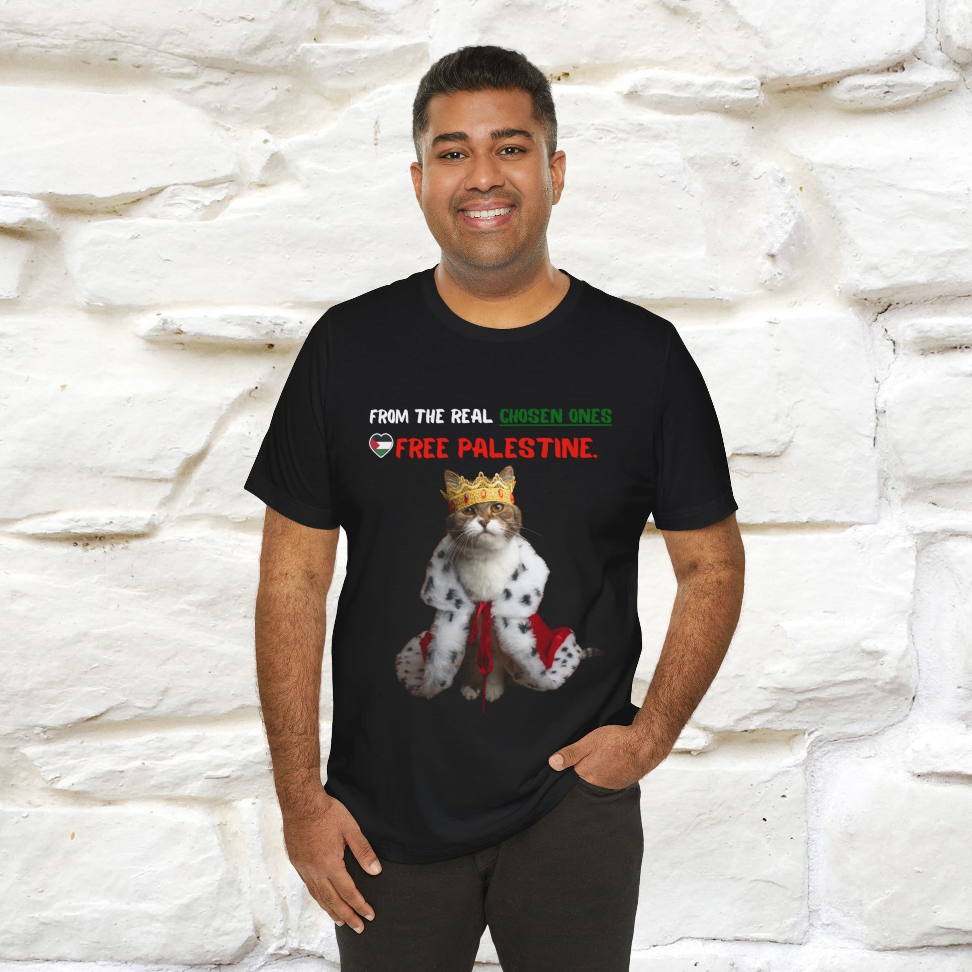"From the real chosen ones  Free Palestine." Cat T-shirt |Nunu&Miao Studio - Nunu&Miao Studio