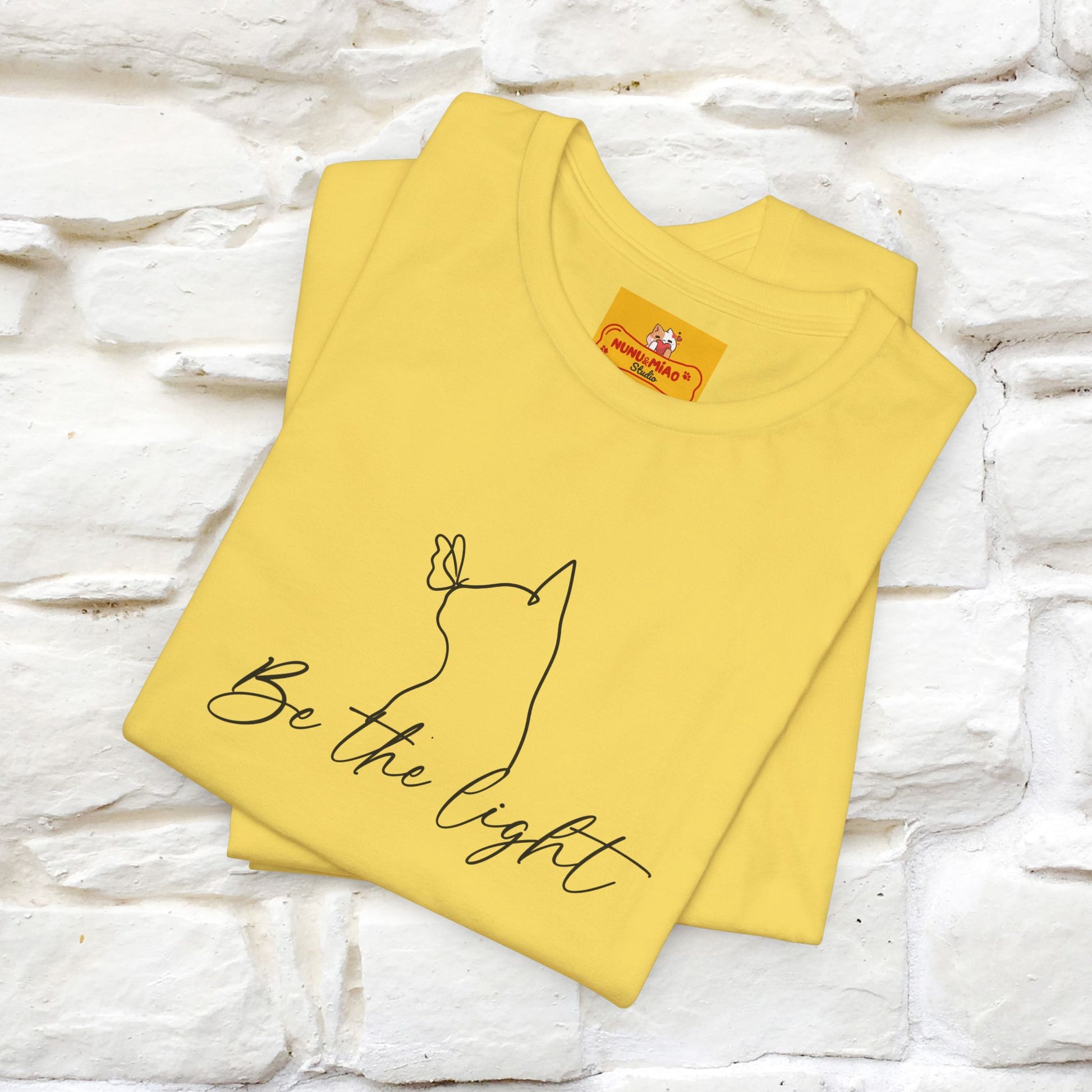"Be The Light" Cat T-Shirt | Front & Back Design | Nunu&Miao Studio - Nunu&Miao Studio
