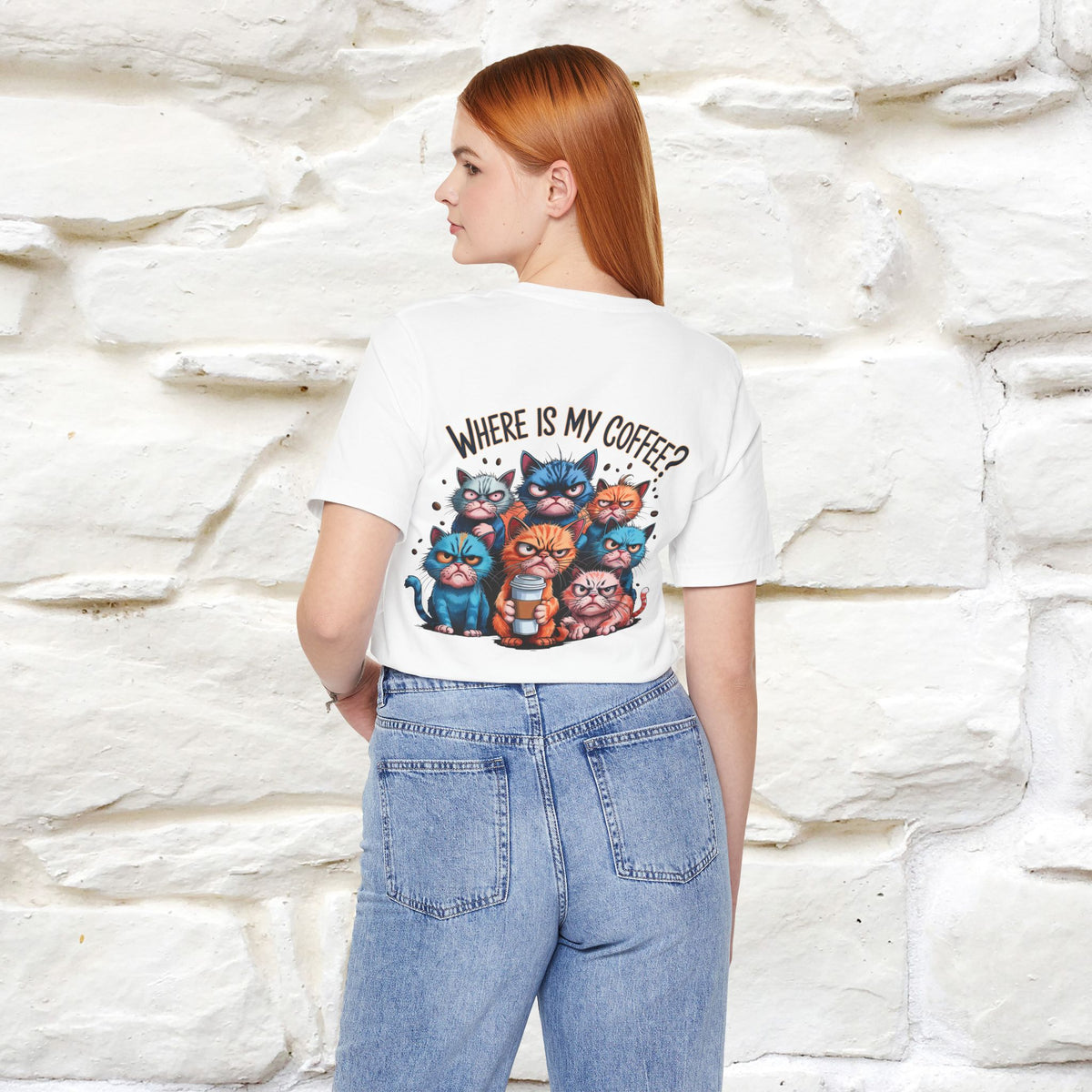 "Where Is My Coffe?" Cat T-Shirt | Front & Back Design | Nunu&Miao Studio