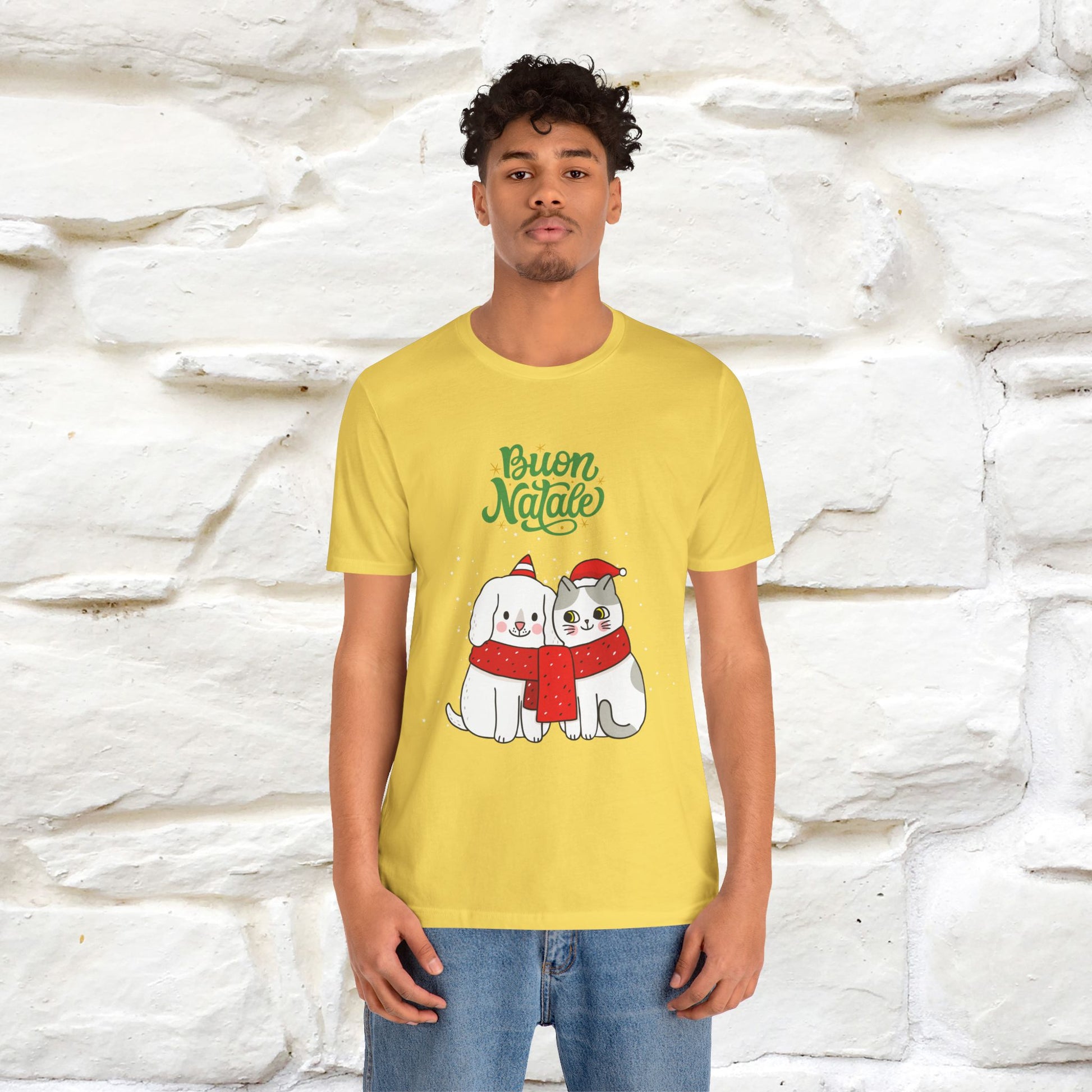''Buon Natale Cat and Dog'' Christmas T-shirt  | Nunu&Miao Studio - Nunu&Miao Studio