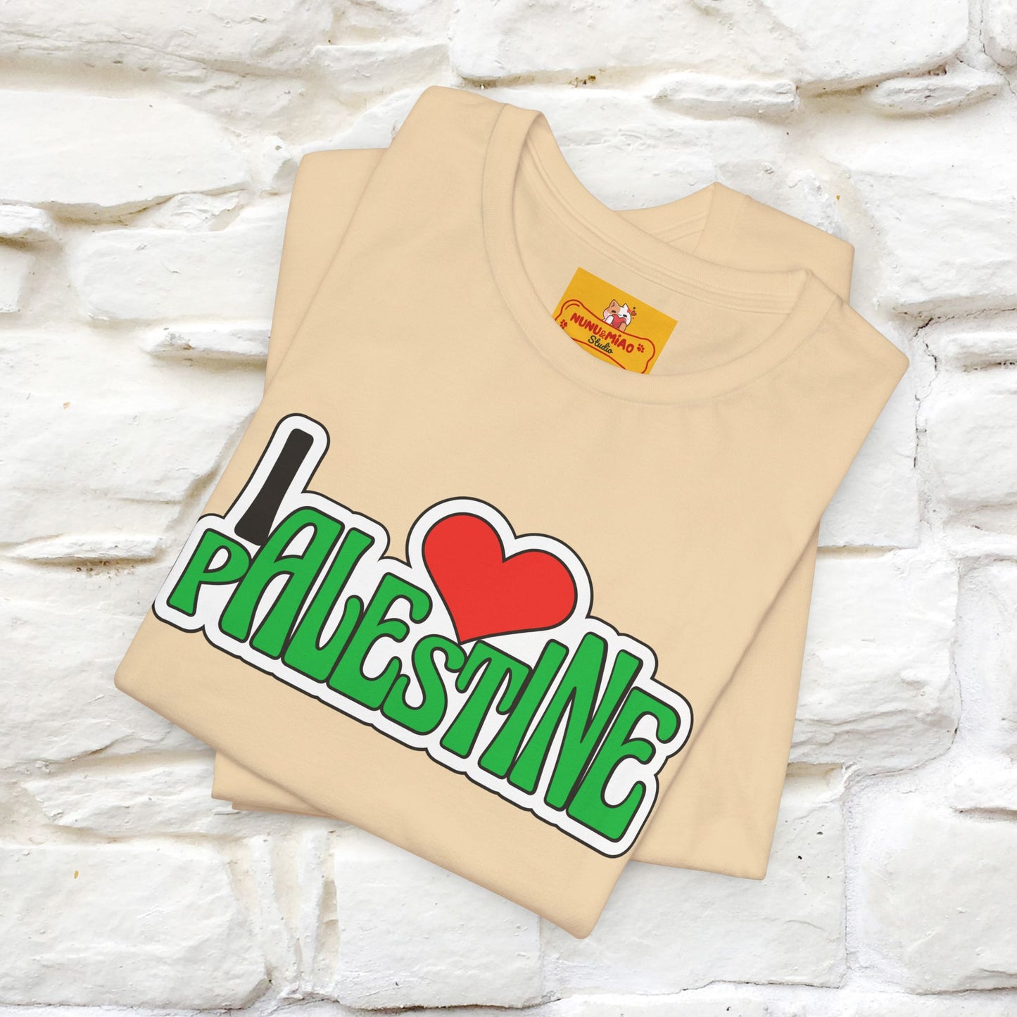 "I Love Palestine" Cat T-shirt | Front & Back Design |Nunu&Miao Studio - Nunu&Miao Studio