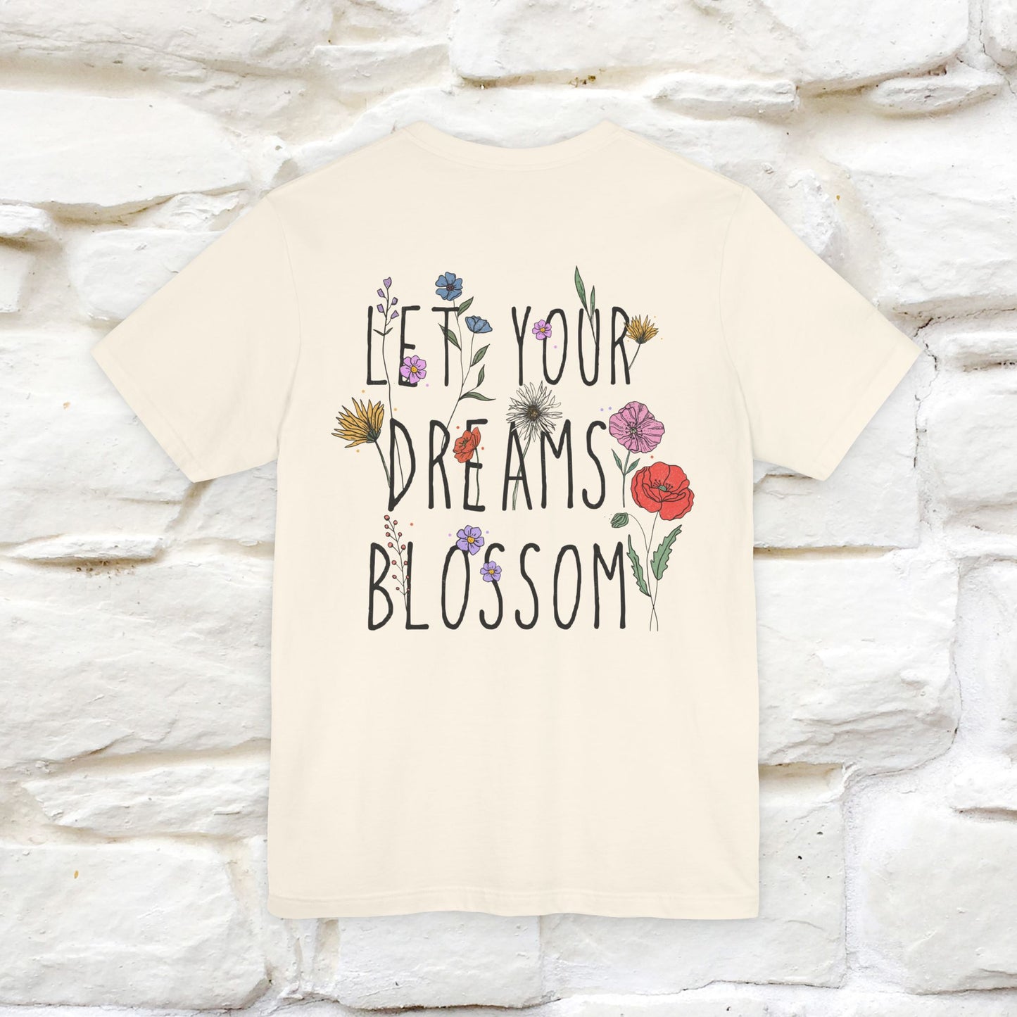 "Let Your Dreams Blossom'' Cat T-Shirt Front and Back Design | Nunu&Miao Studio - Nunu&Miao Studio