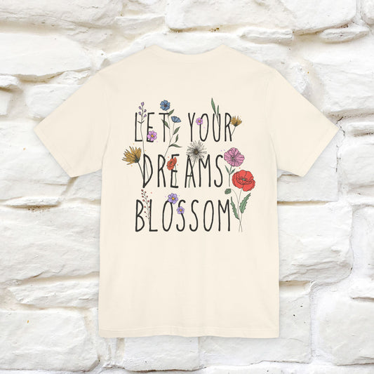 "Let Your Dreams Blossom'' Cat T-Shirt Front and Back Design | Nunu&Miao Studio - Nunu&Miao Studio