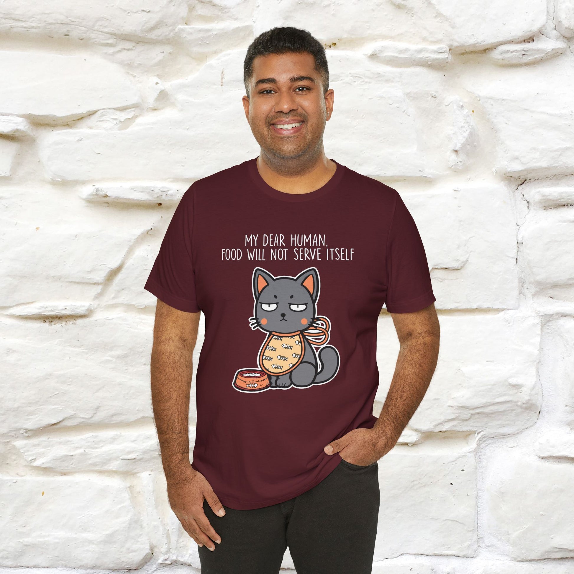 "Dear Human, Food Will Not Serve Itself" |Cat T-Shirt | Nunu&Miao Studio - Nunu&Miao Studio