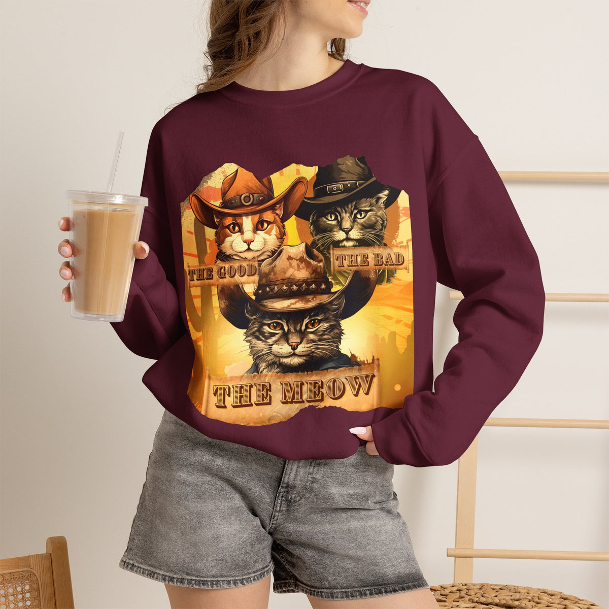 ''The Good, the Bad, and the Meow'' |Cat Sweatshirt | Nunu&Miao Studio