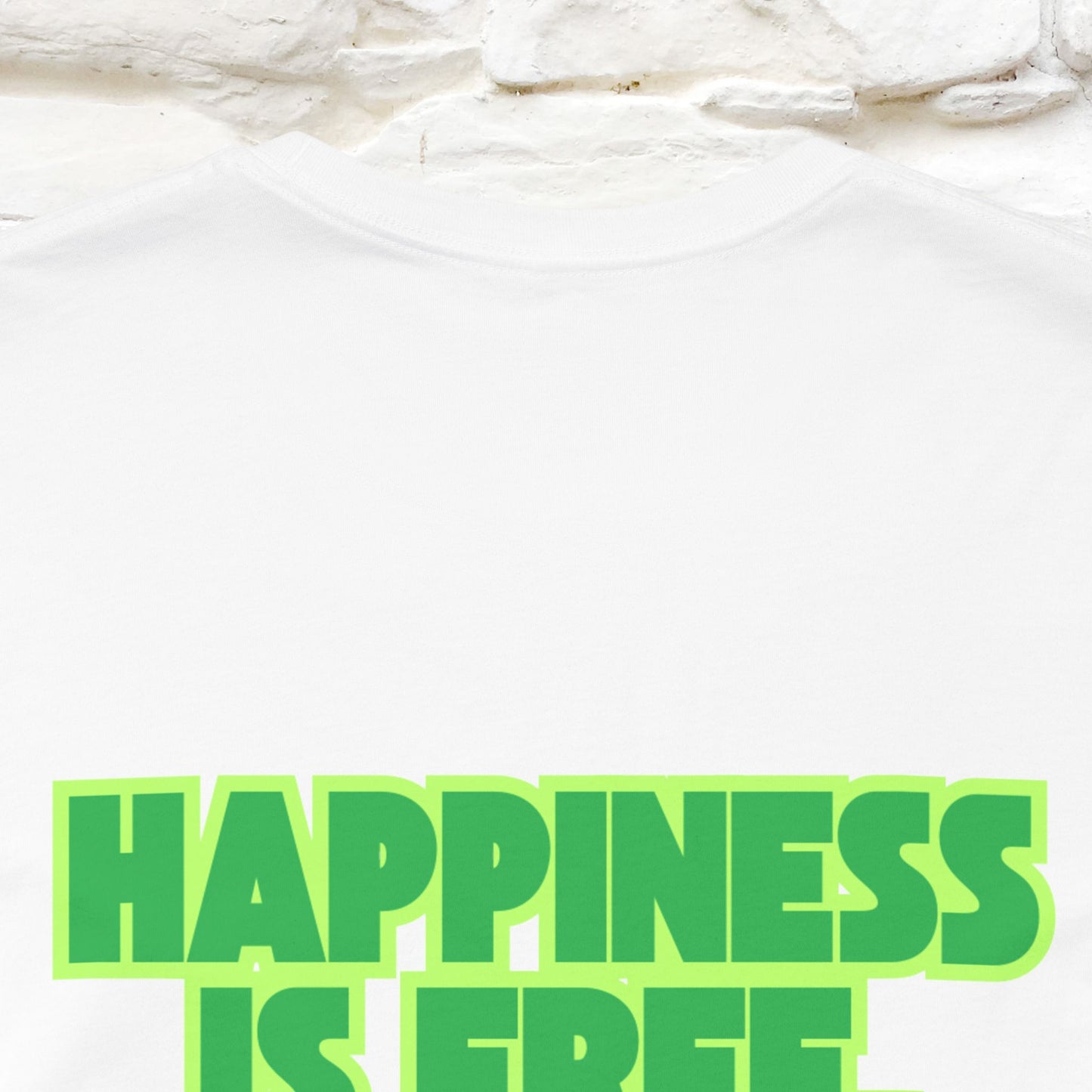 "“Happiness is free. Delivery is extra.” | Cat T-Shirt | Front & Back Design | Nunu&Miao Studio