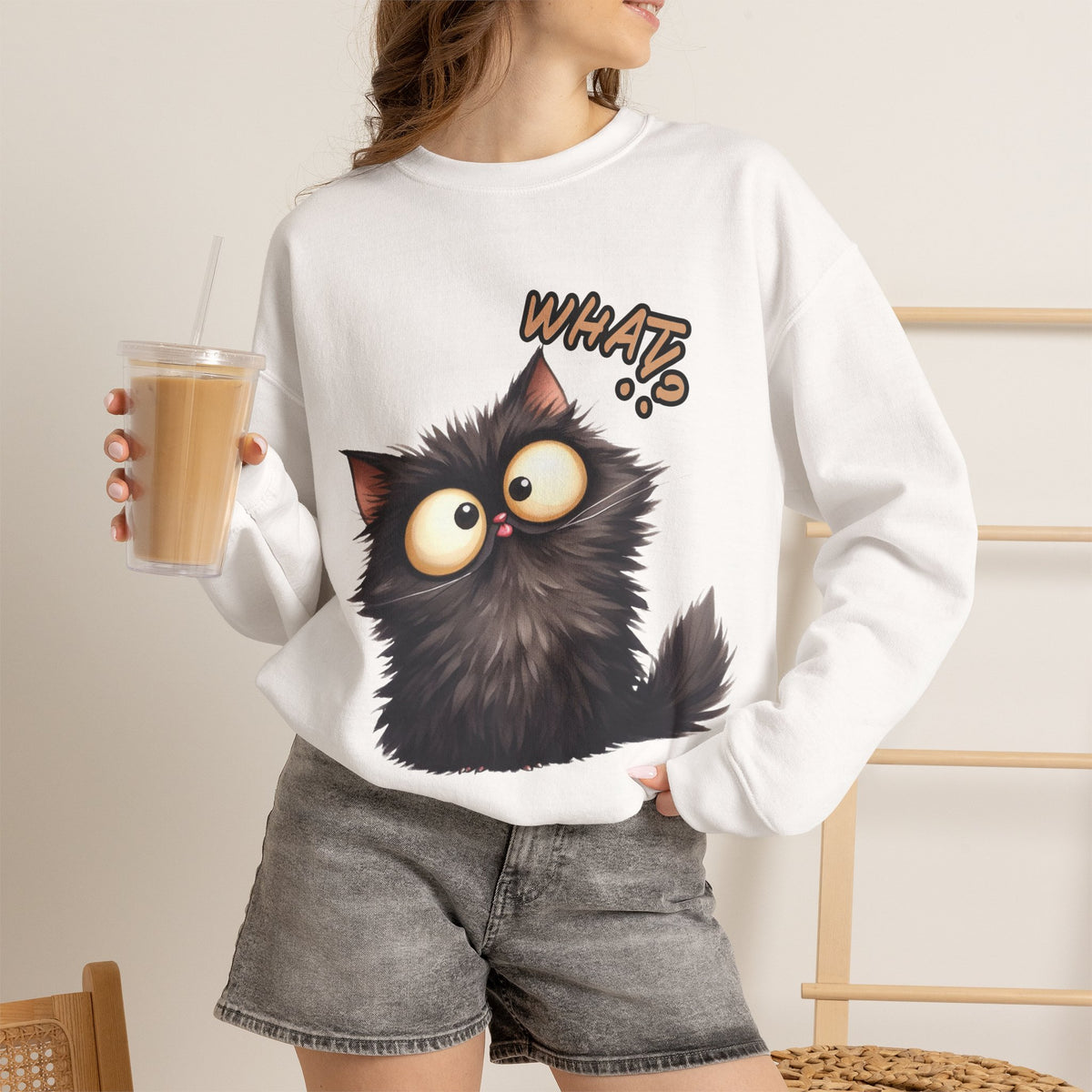 "What'' |Cat Sweatshirt | Nunu&Miao Studio