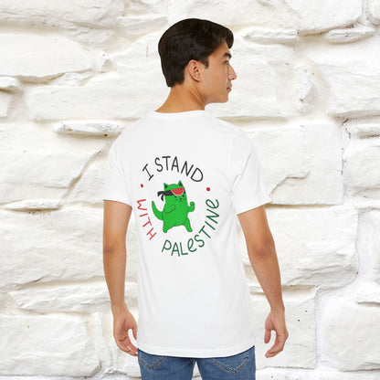 "I Love Palestine" Cat T-shirt | Front & Back Design |Nunu&Miao Studio - Nunu&Miao Studio