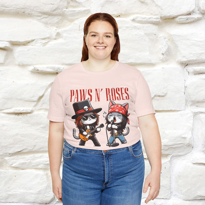 Paws N' Roses T-Shirt | Rock-Inspired Cat Lover  | Nunu&Miao Studio - Nunu&Miao Studio
