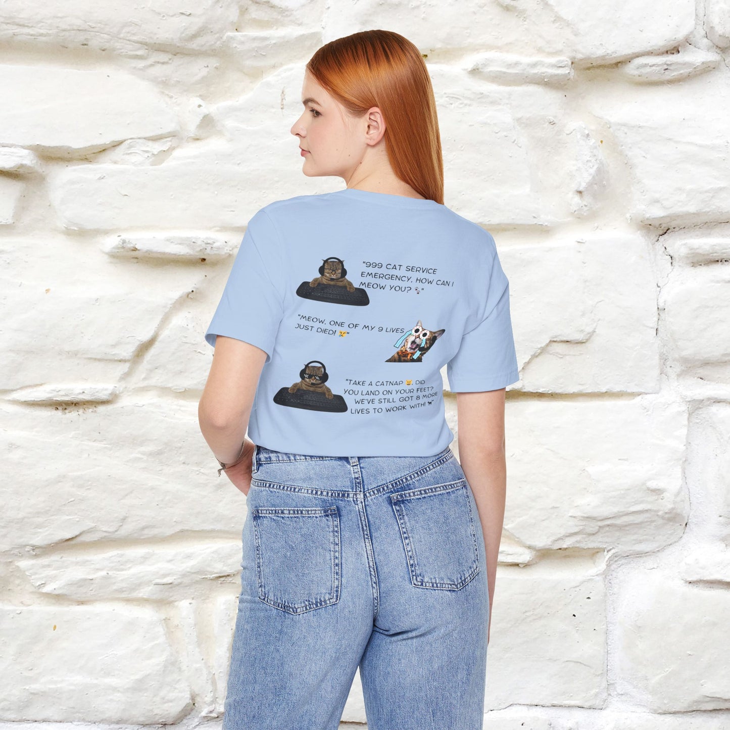''911 Emergency'' | Front & Back Design | Cat T-Shirt | Nunu&Miao Studio - Nunu&Miao Studio