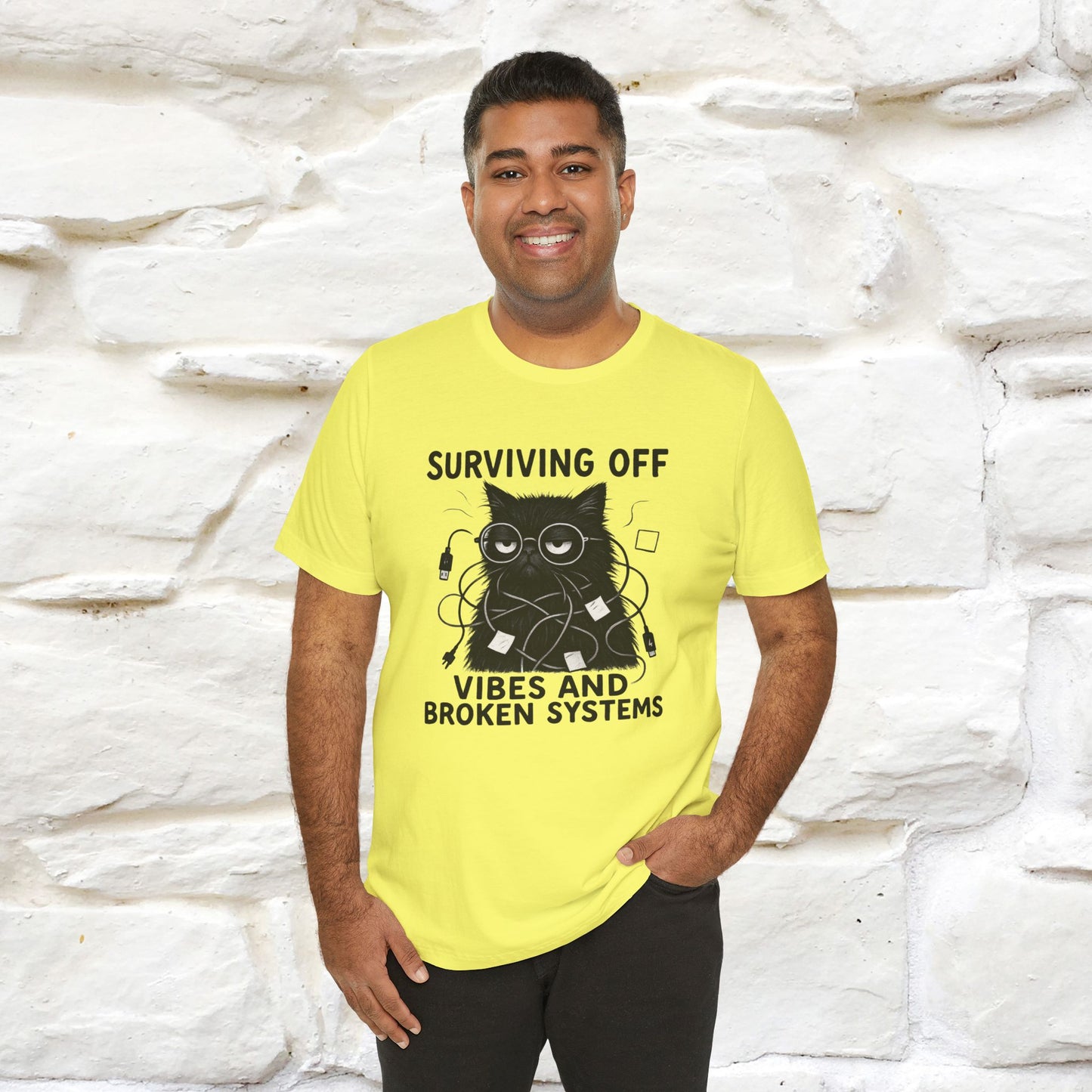 "Surviving Off...Vibes And Broken .. " |Cat T-Shirt | Nunu&Miao Studio - Nunu&Miao Studio