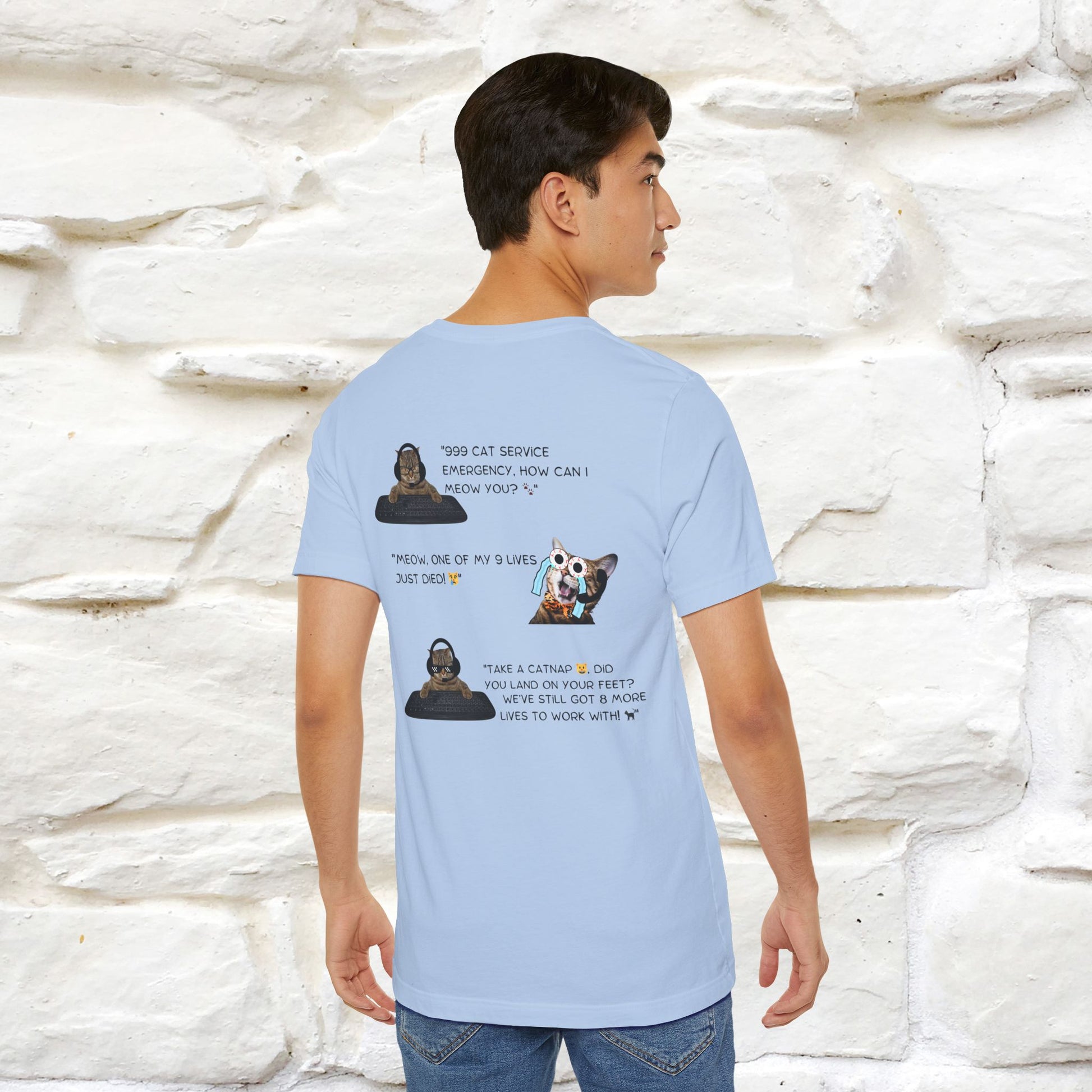 ''911 Emergency'' | Front & Back Design | Cat T-Shirt | Nunu&Miao Studio - Nunu&Miao Studio