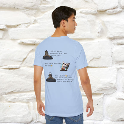''911 Emergency'' | Front & Back Design | Cat T-Shirt | Nunu&Miao Studio - Nunu&Miao Studio