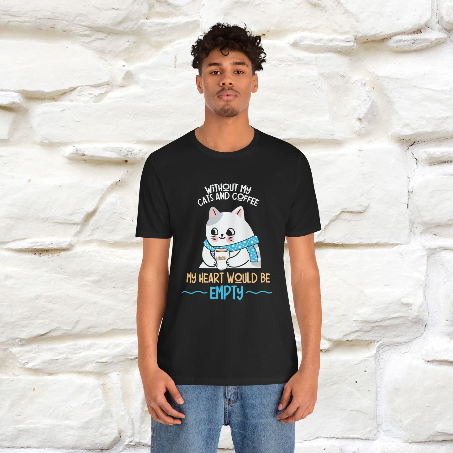 "Without My Cats and Coffee, My Heart Would Be Empty" Cat T-shirt | Nunu&Miao Studio - Nunu&Miao Studio