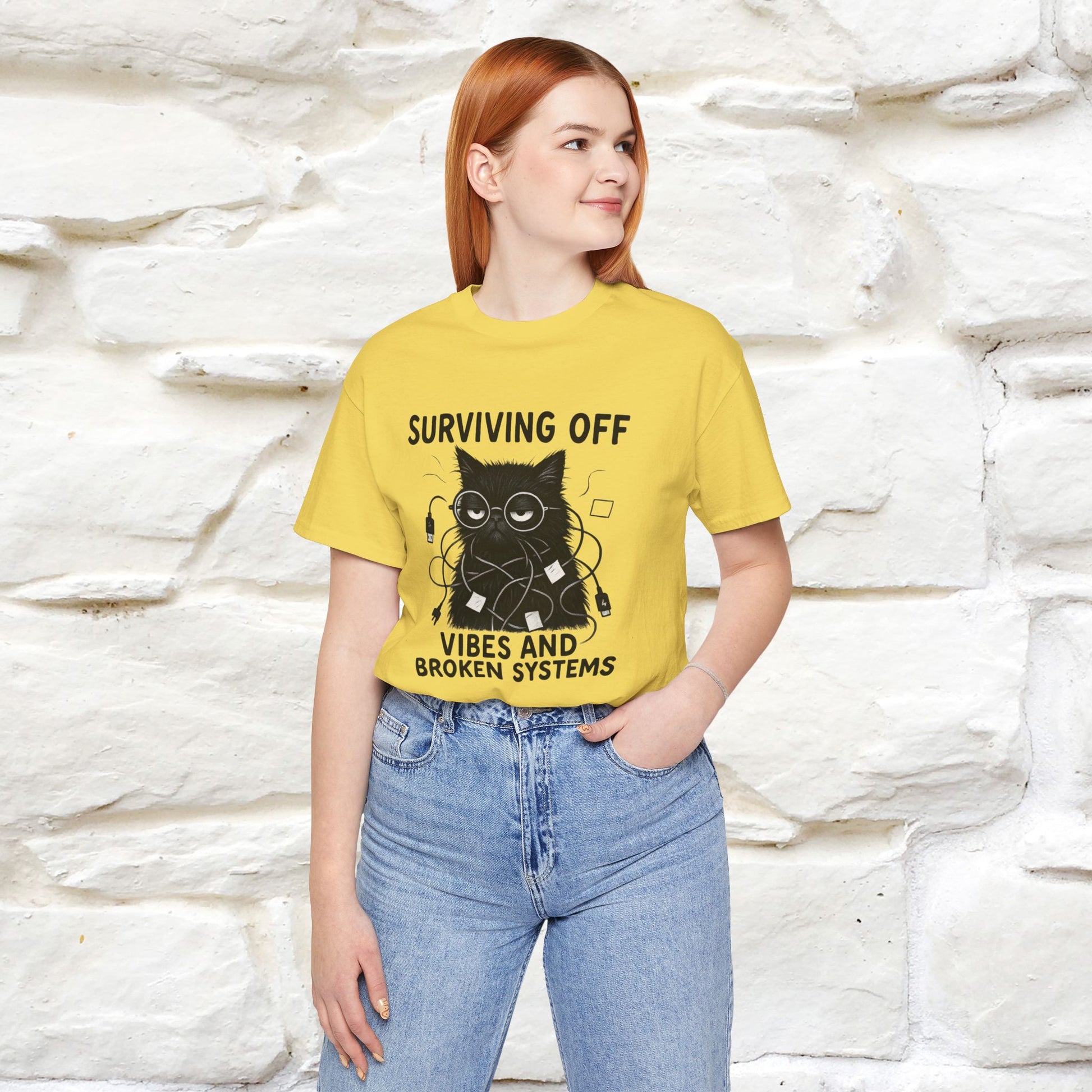"Surviving Off...Vibes And Broken .. " |Cat T-Shirt | Nunu&Miao Studio - Nunu&Miao Studio