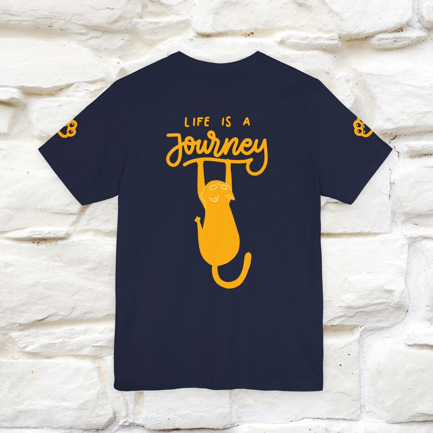 "Life Is A Journey'' Cat T-Shirt | Front & Back Design | Nunu&Miao Studio - Nunu&Miao Studio