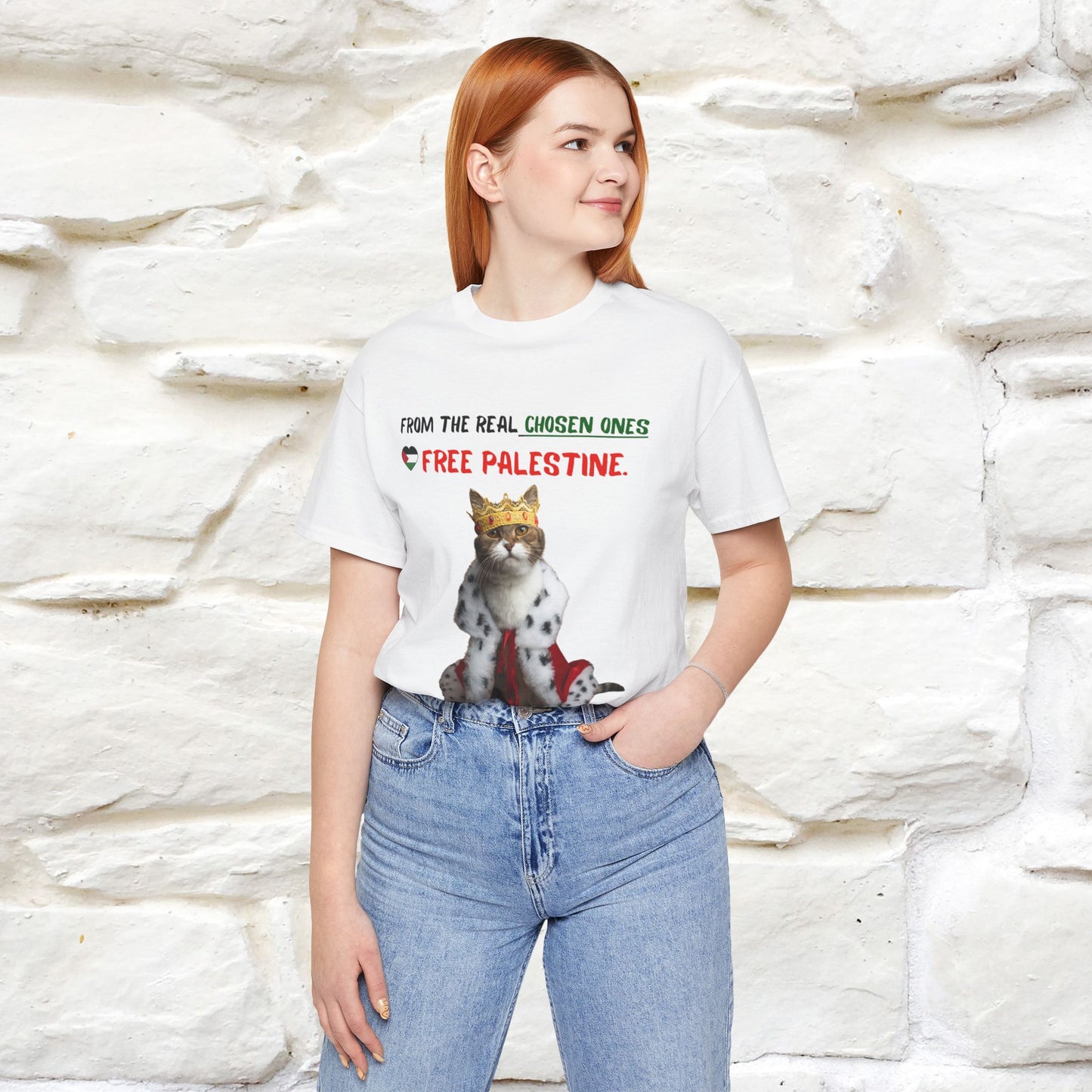 "From the real chosen ones  Free Palestine." Cat T-shirt |Nunu&Miao Studio - Nunu&Miao Studio