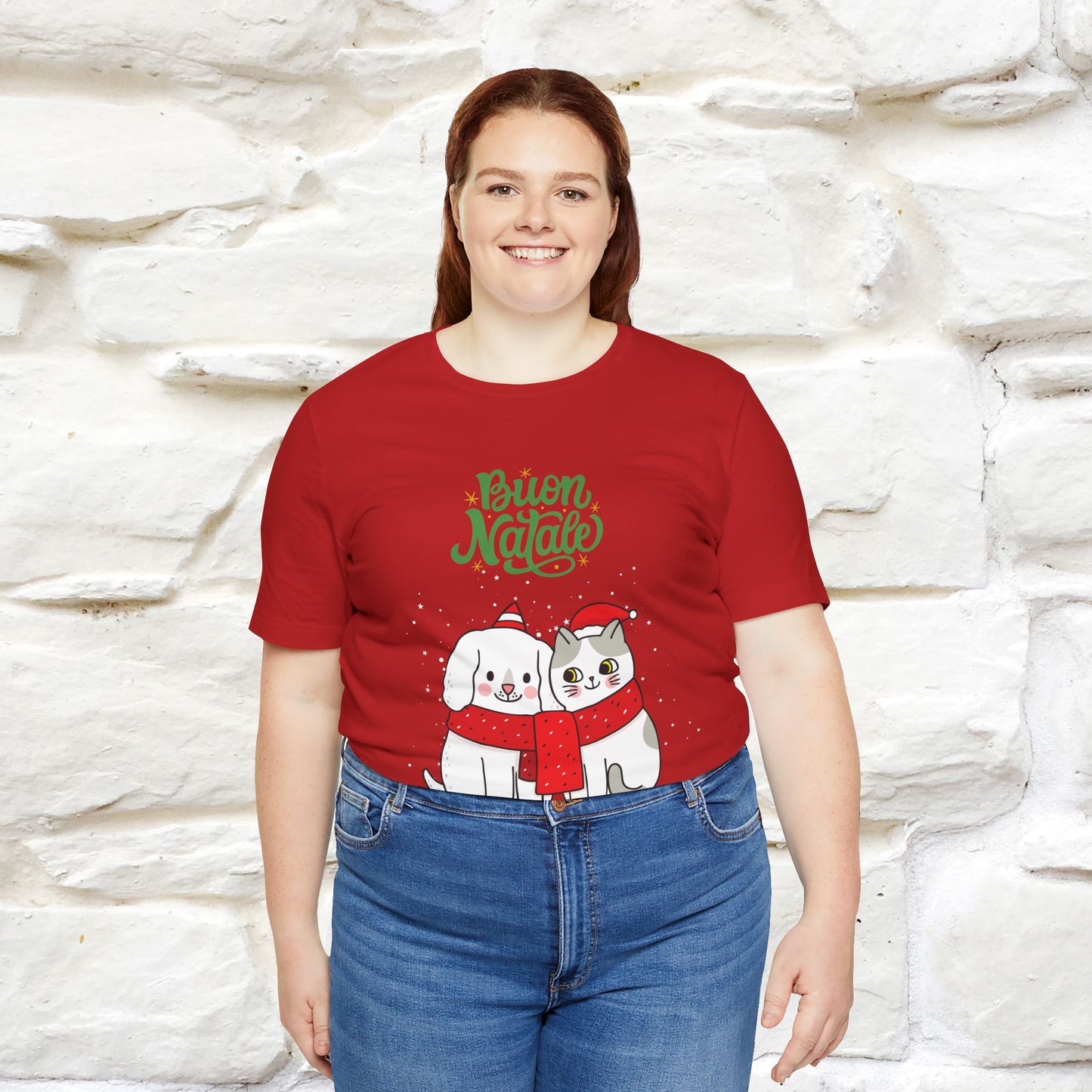 ''Buon Natale Cat and Dog'' Christmas T-shirt  | Nunu&Miao Studio - Nunu&Miao Studio