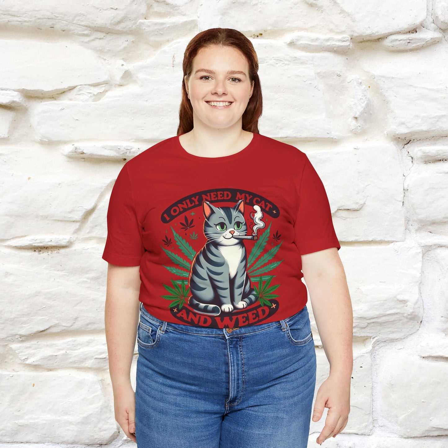 ''I Only Need My Cat and Weed'' Funny T-Shirt | Nunu&Miao Studio - Nunu&Miao Studio