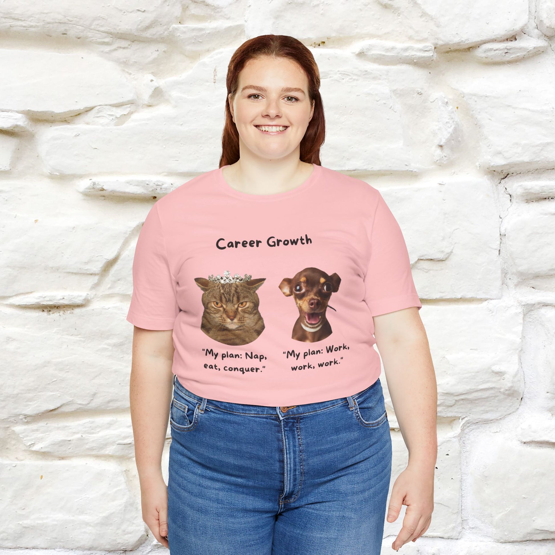 "Career Growth: Cat vs. Dog" | Cat T-Shirt | Nunu&Miao Studio - Nunu&Miao Studio