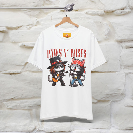 Paws N' Roses T-Shirt | Rock-Inspired Cat Lover  | Nunu&Miao Studio - Nunu&Miao Studio