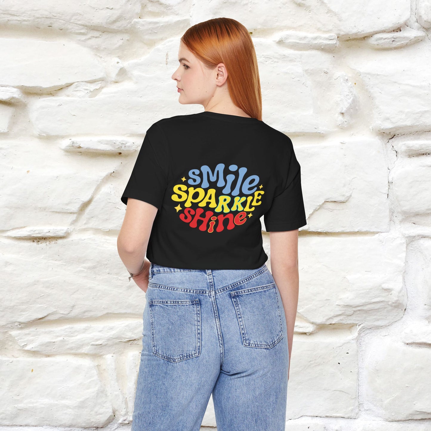 "Smile, Sparkle, Shine" Cat T-Shirt | Front & Back Design | Nunu&Miao Studio - Nunu&Miao Studio