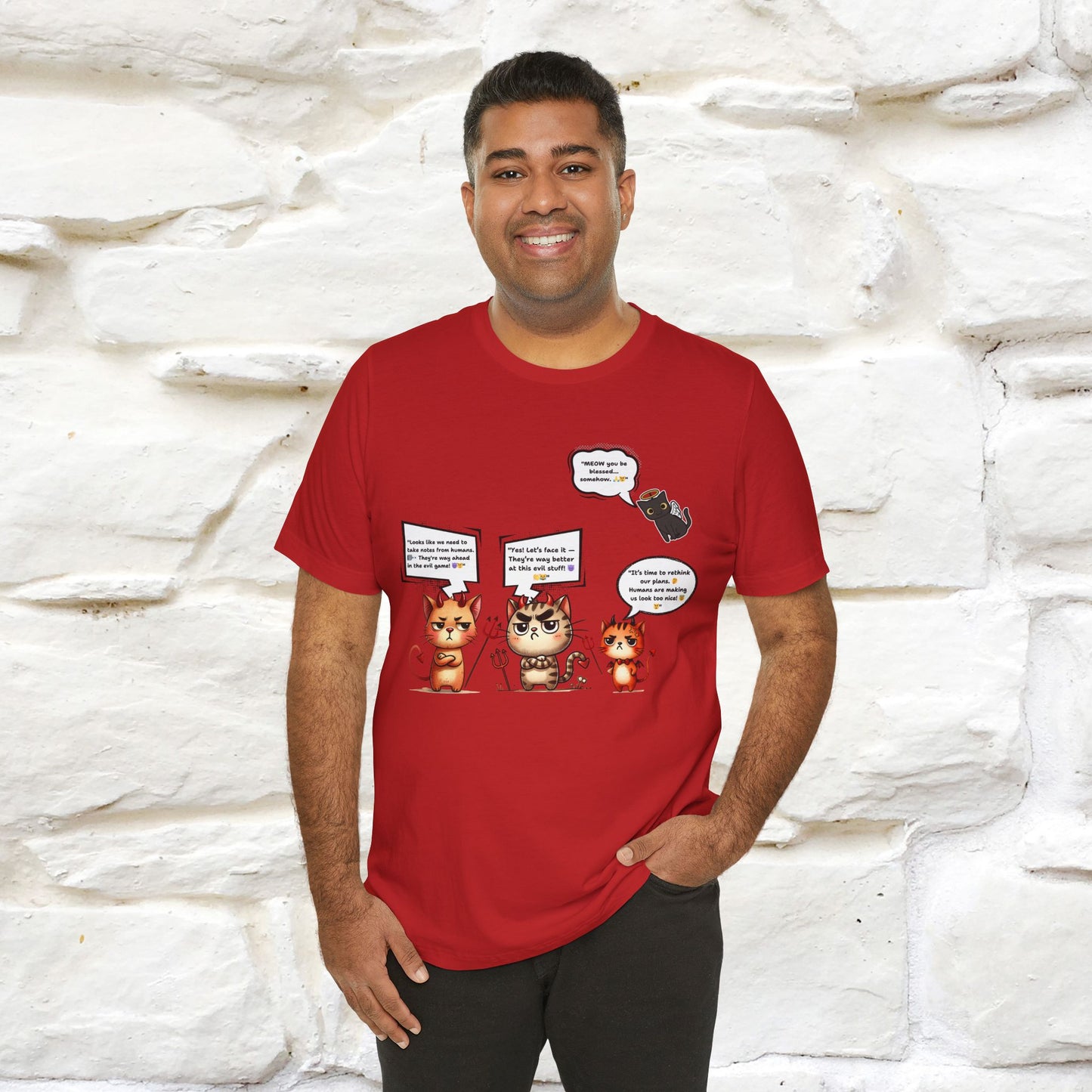 "Humans Are Way Ahead In The Evil Game! 😈😼" Cat  T-shirt |Nunu&Miao Studio - Nunu&Miao Studio