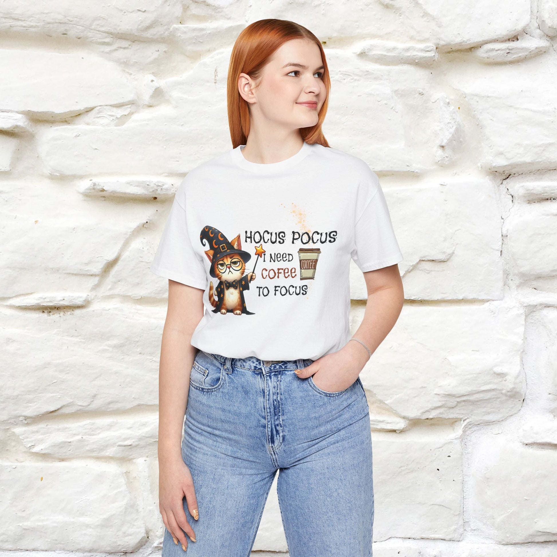 ''Hocus Pocus I Need Coffe To Focus'' Funny Cat Shirt | Nunu&Miao Studio - Nunu&Miao Studio