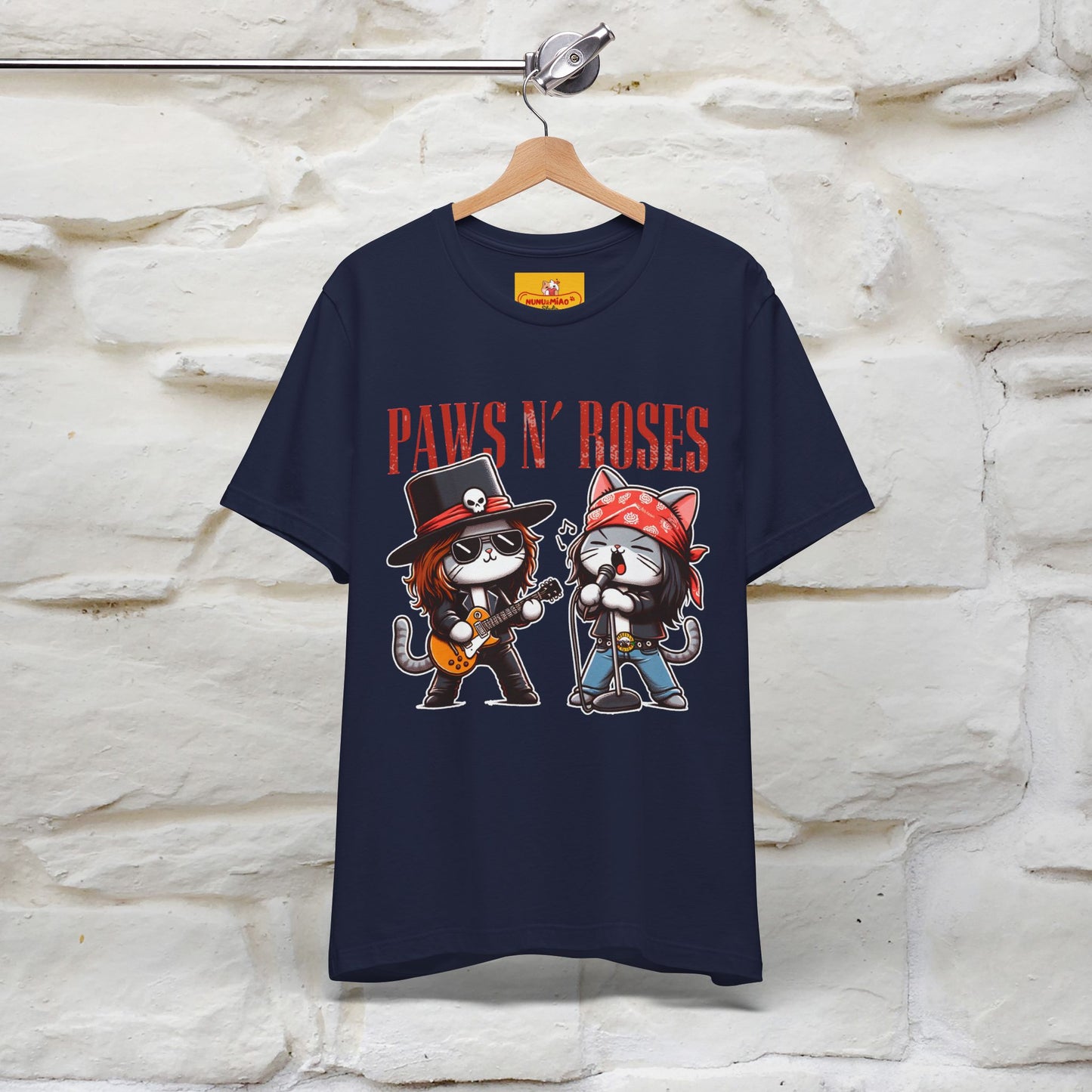 Paws N' Roses T-Shirt | Rock-Inspired Cat Lover  | Nunu&Miao Studio - Nunu&Miao Studio