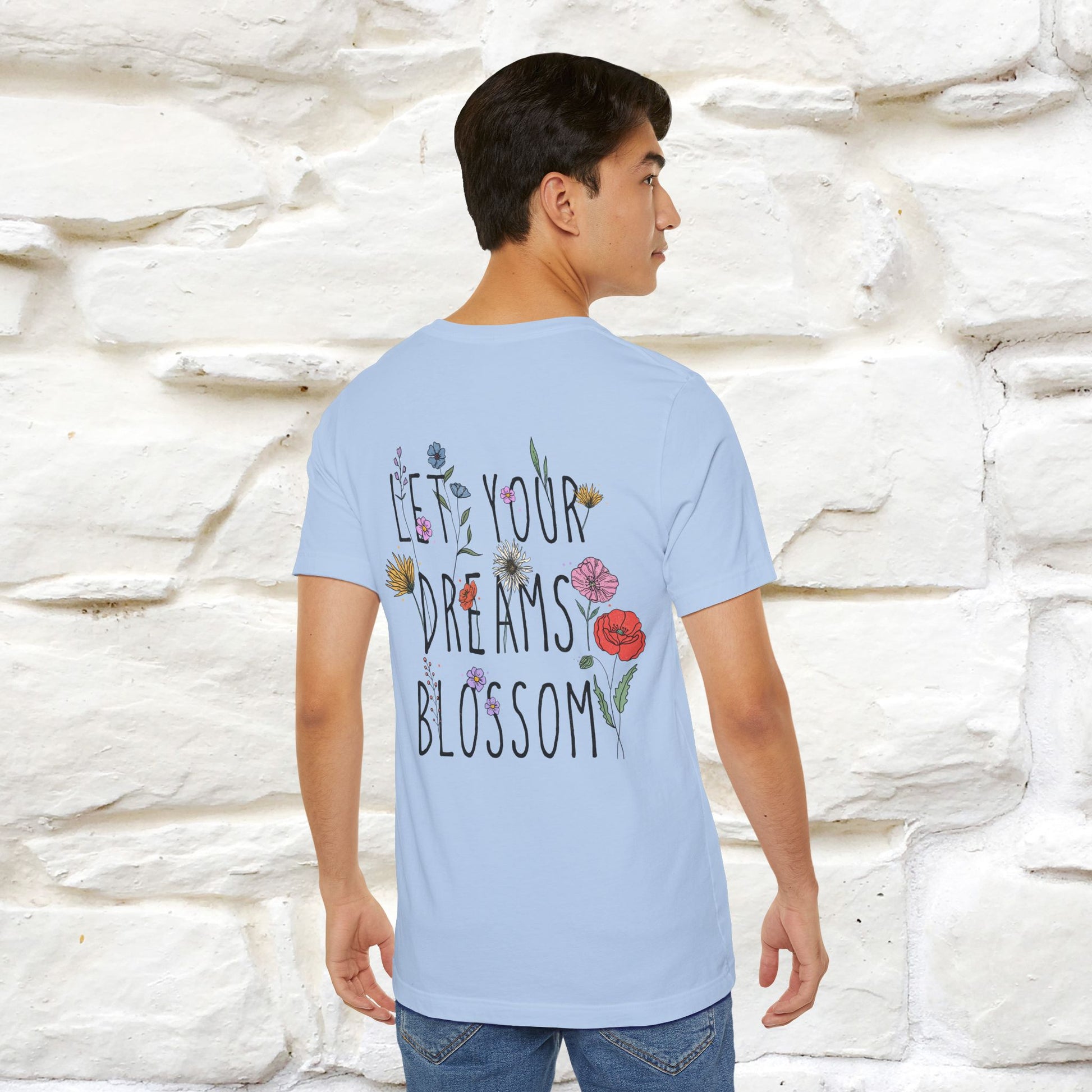 "Let Your Dreams Blossom'' Cat T-Shirt Front and Back Design | Nunu&Miao Studio - Nunu&Miao Studio