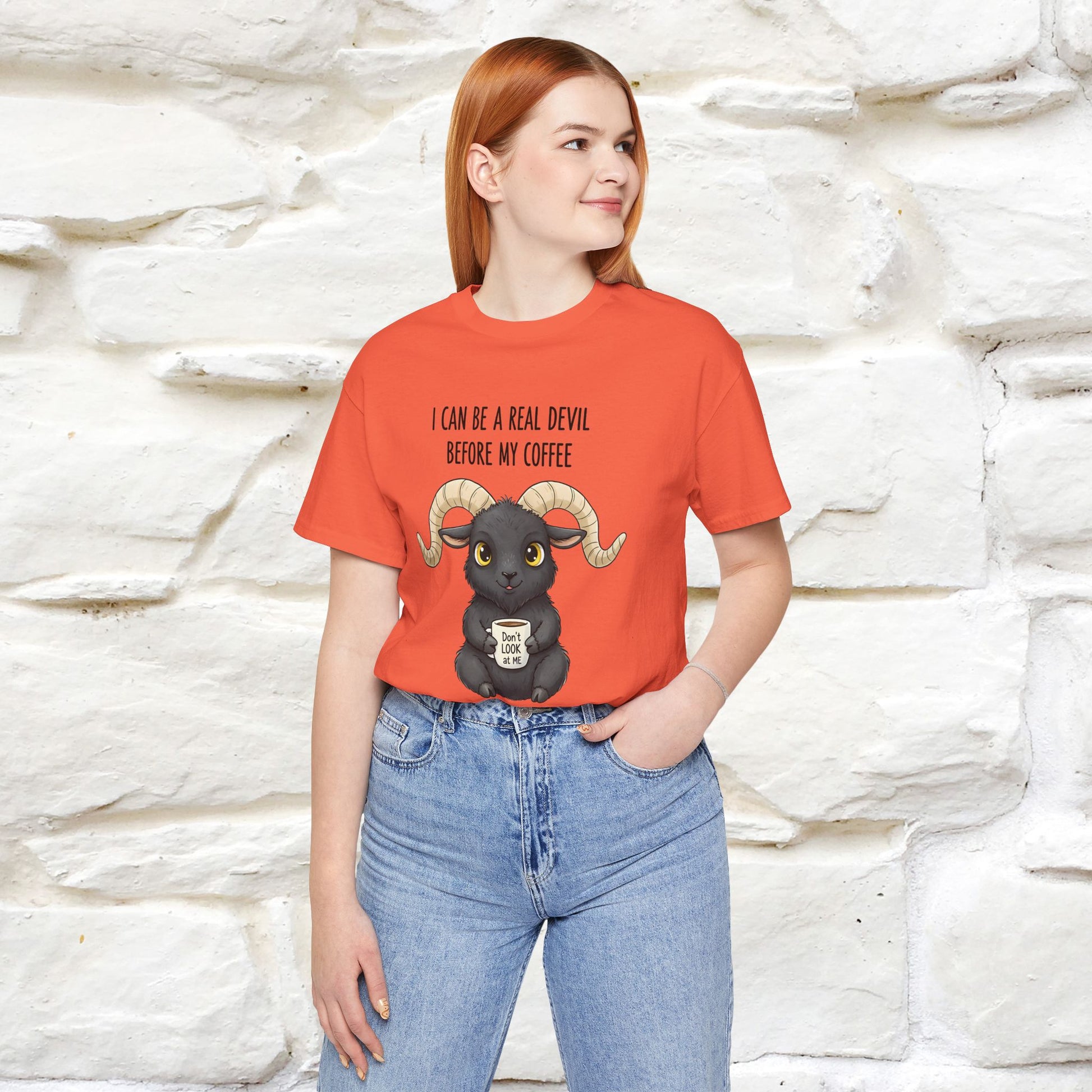 "I Can Be a Real Devil Before My Coffe" Funny T-shirt |Nunu&Miao Studio - Nunu&Miao Studio