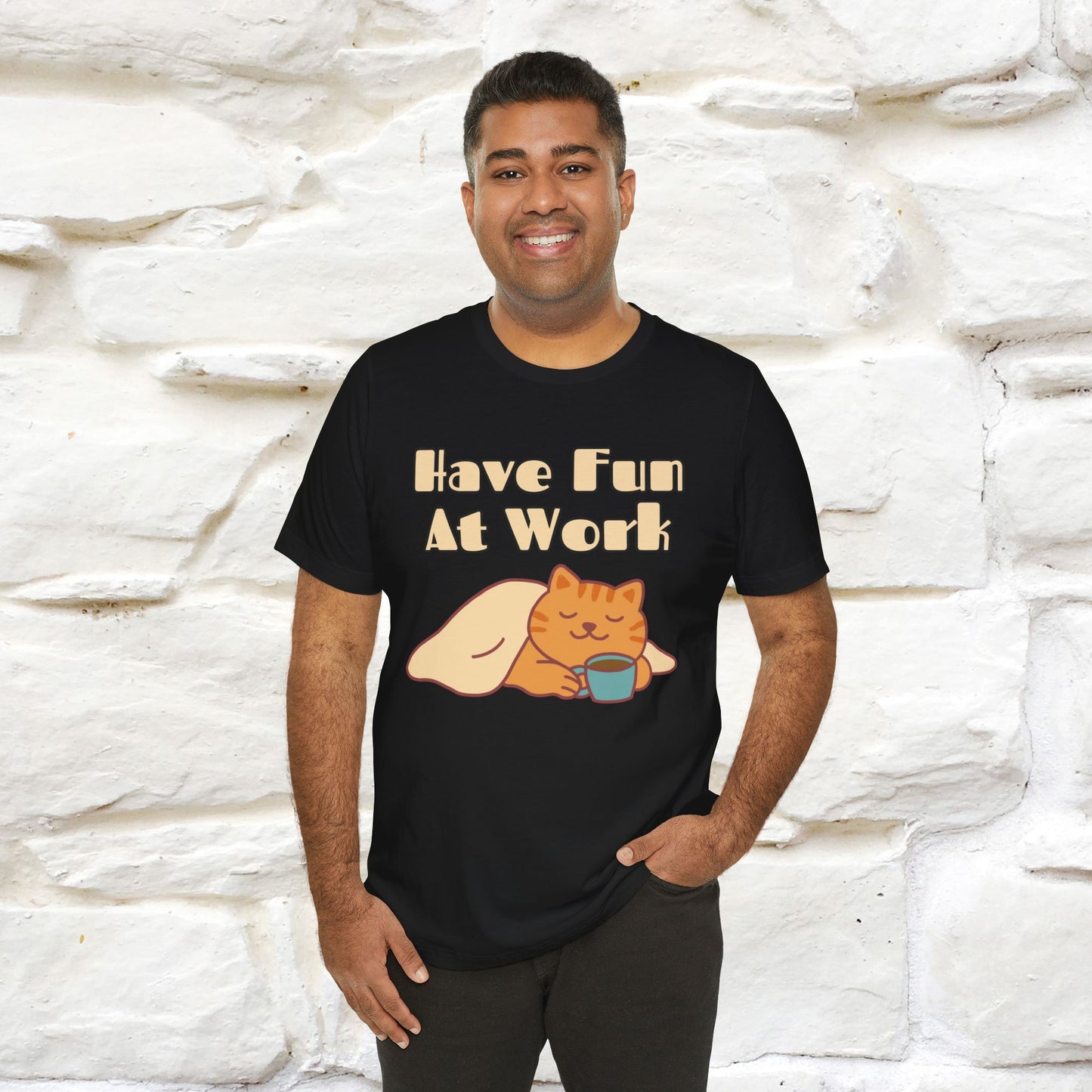 "Have Fun At Work" Cat T-shirt |Nunu&Miao Studio - Nunu&Miao Studio