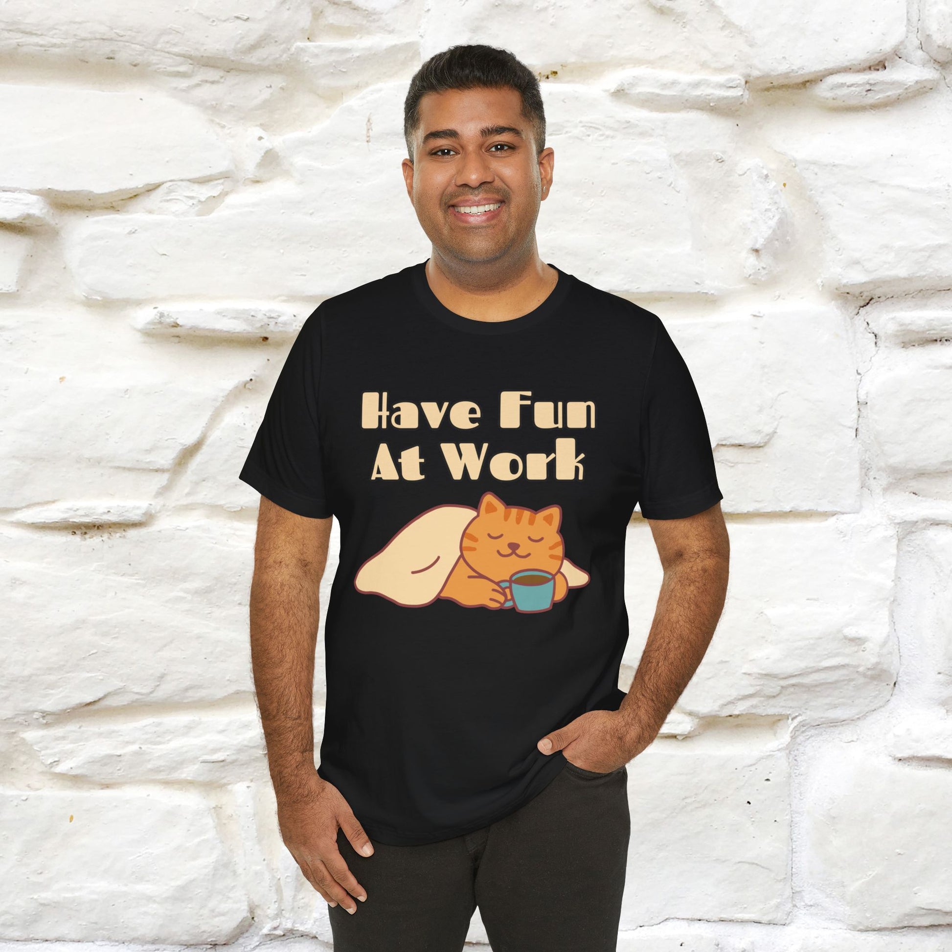 "Have Fun At Work" Cat T-shirt |Nunu&Miao Studio - Nunu&Miao Studio