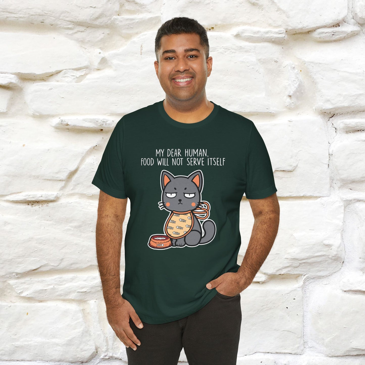 "Dear Human, Food Will Not Serve Itself" |Cat T-Shirt | Nunu&Miao Studio - Nunu&Miao Studio