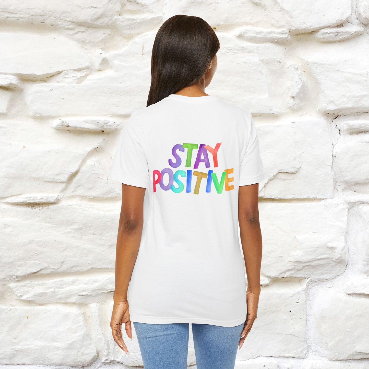 "Stay Positive'' Cat T-Shirt | Front & Back Design | Nunu&Miao Studio - Nunu&Miao Studio