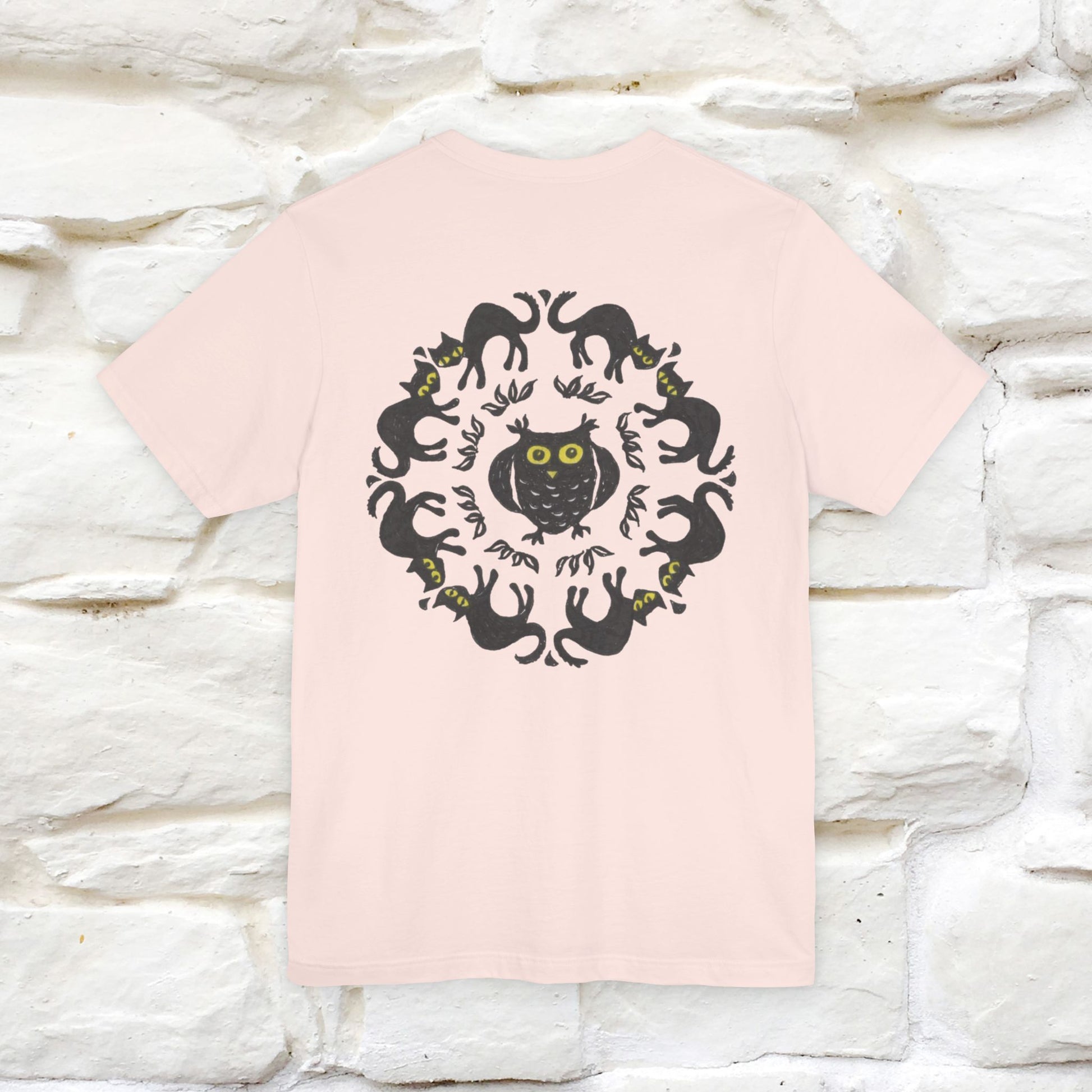 ''Black Cat Circle'' Cat T-Shirt Front and Back Design | Nunu&Miao Studio - Nunu&Miao Studio