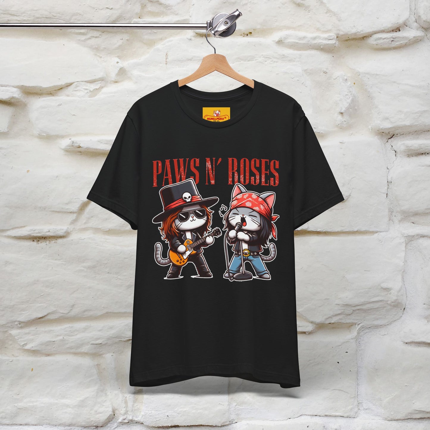 Paws N' Roses T-Shirt | Rock-Inspired Cat Lover  | Nunu&Miao Studio - Nunu&Miao Studio