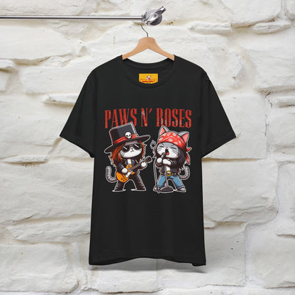 Paws N' Roses T-Shirt | Rock-Inspired Cat Lover  | Nunu&Miao Studio - Nunu&Miao Studio