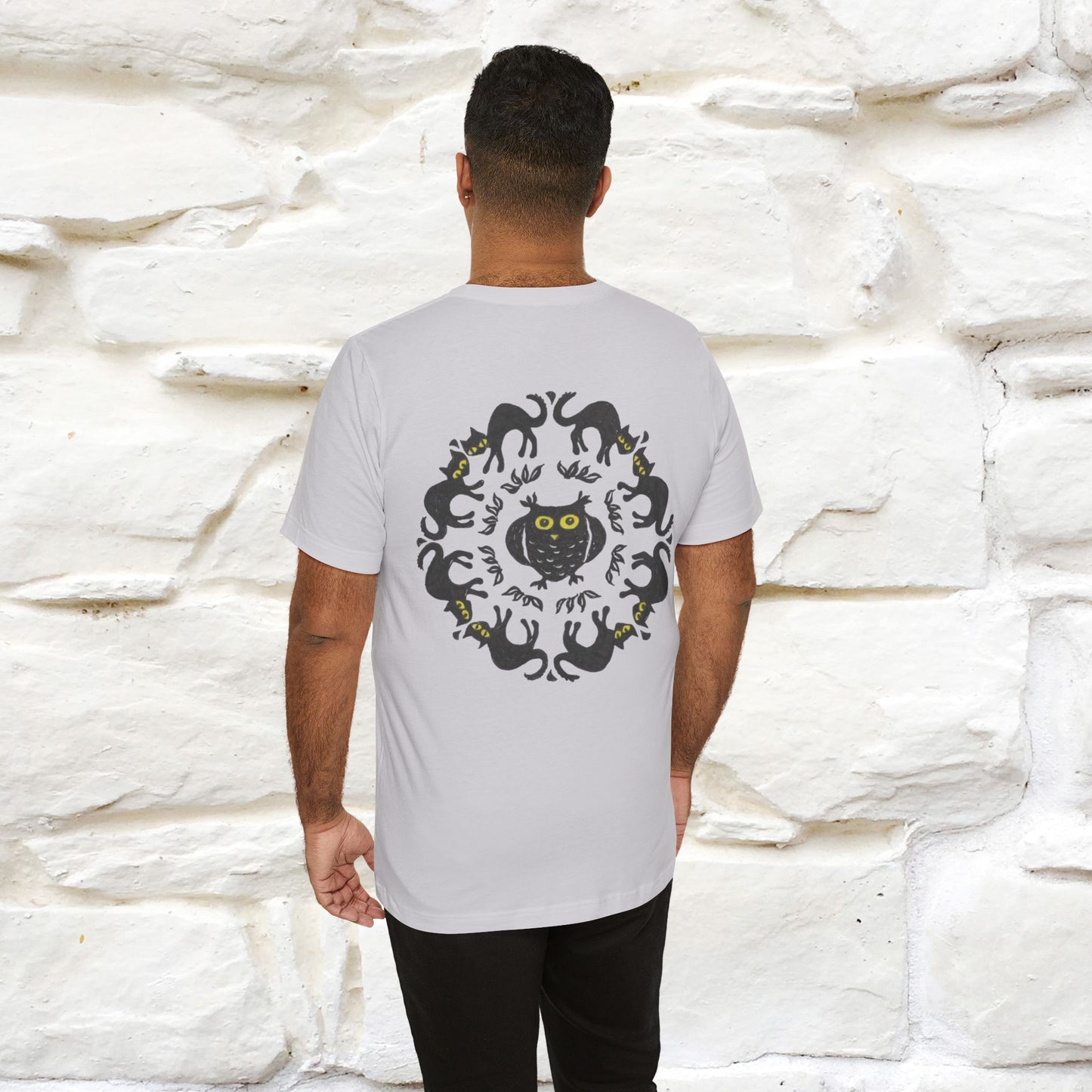 ''Black Cat Circle'' Cat T-Shirt Front and Back Design | Nunu&Miao Studio - Nunu&Miao Studio