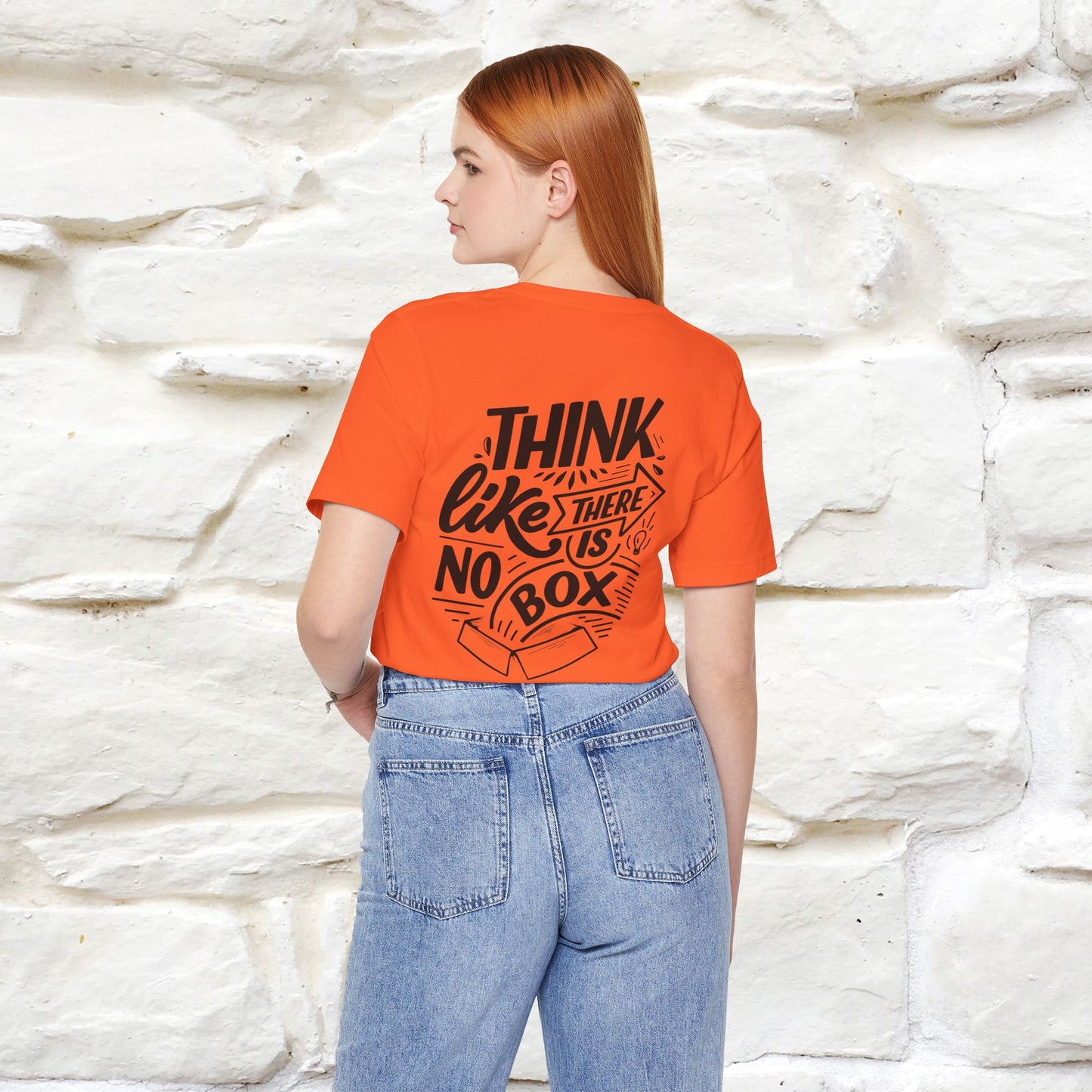 "Think Like There Is No Box" Cat T-Shirt| Front & Back Design | Nunu&Miao Studio - Nunu&Miao Studio