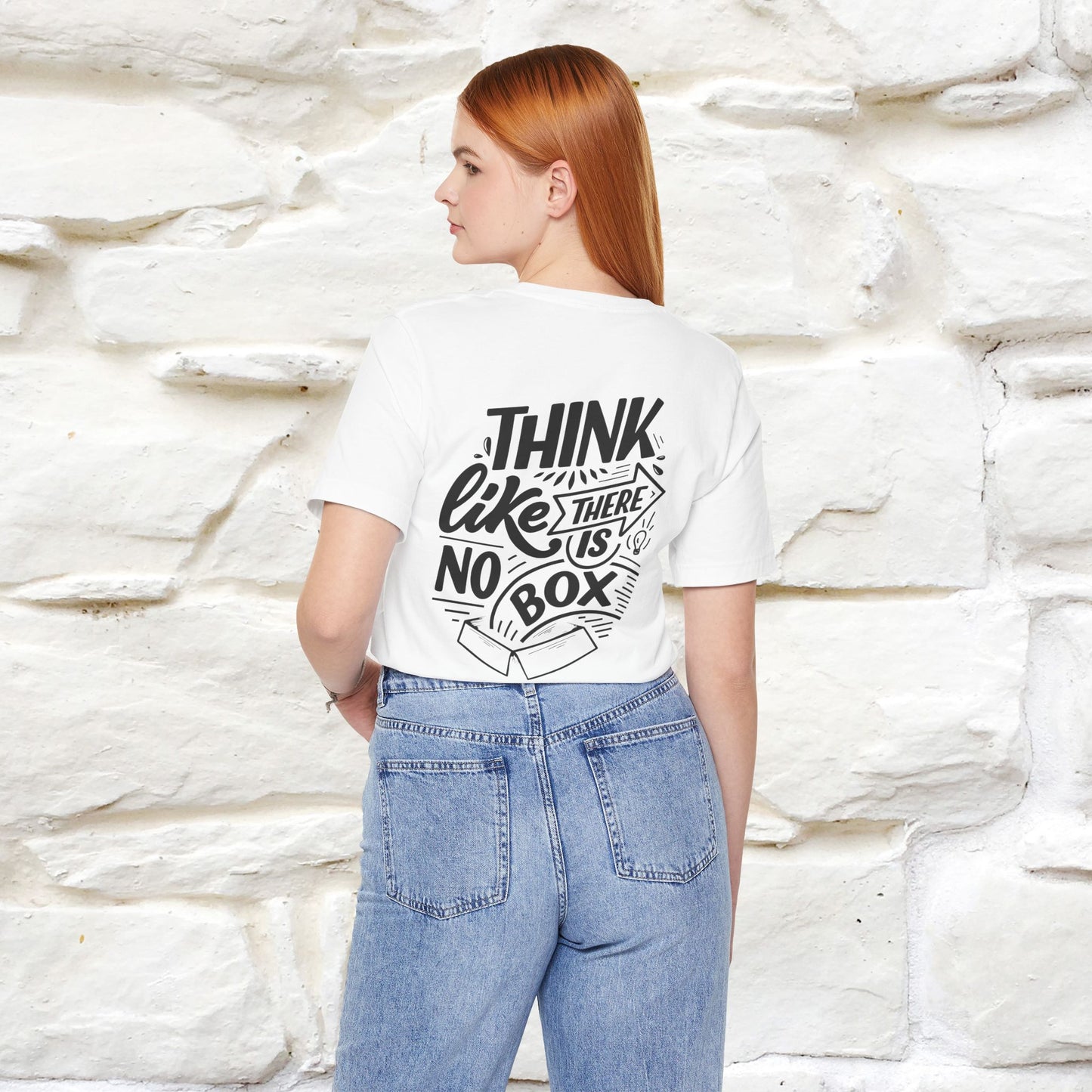 "Think Like There Is No Box" Cat T-Shirt| Front & Back Design | Nunu&Miao Studio - Nunu&Miao Studio