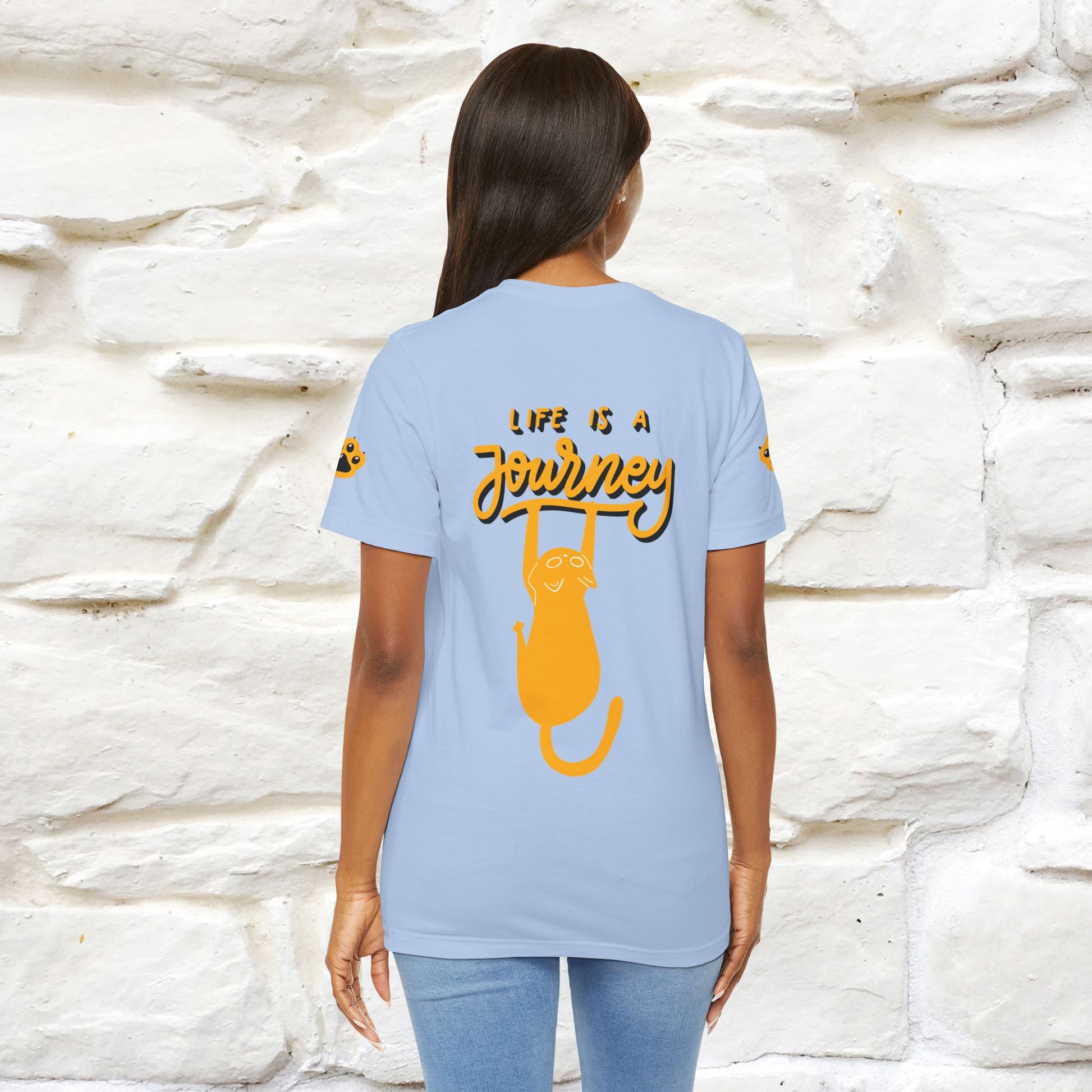 "Life Is A Journey'' Cat T-Shirt | Front & Back Design | Nunu&Miao Studio - Nunu&Miao Studio