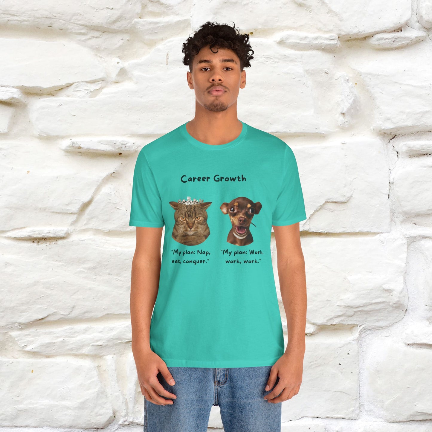 "Career Growth: Cat vs. Dog" | Cat T-Shirt | Nunu&Miao Studio - Nunu&Miao Studio